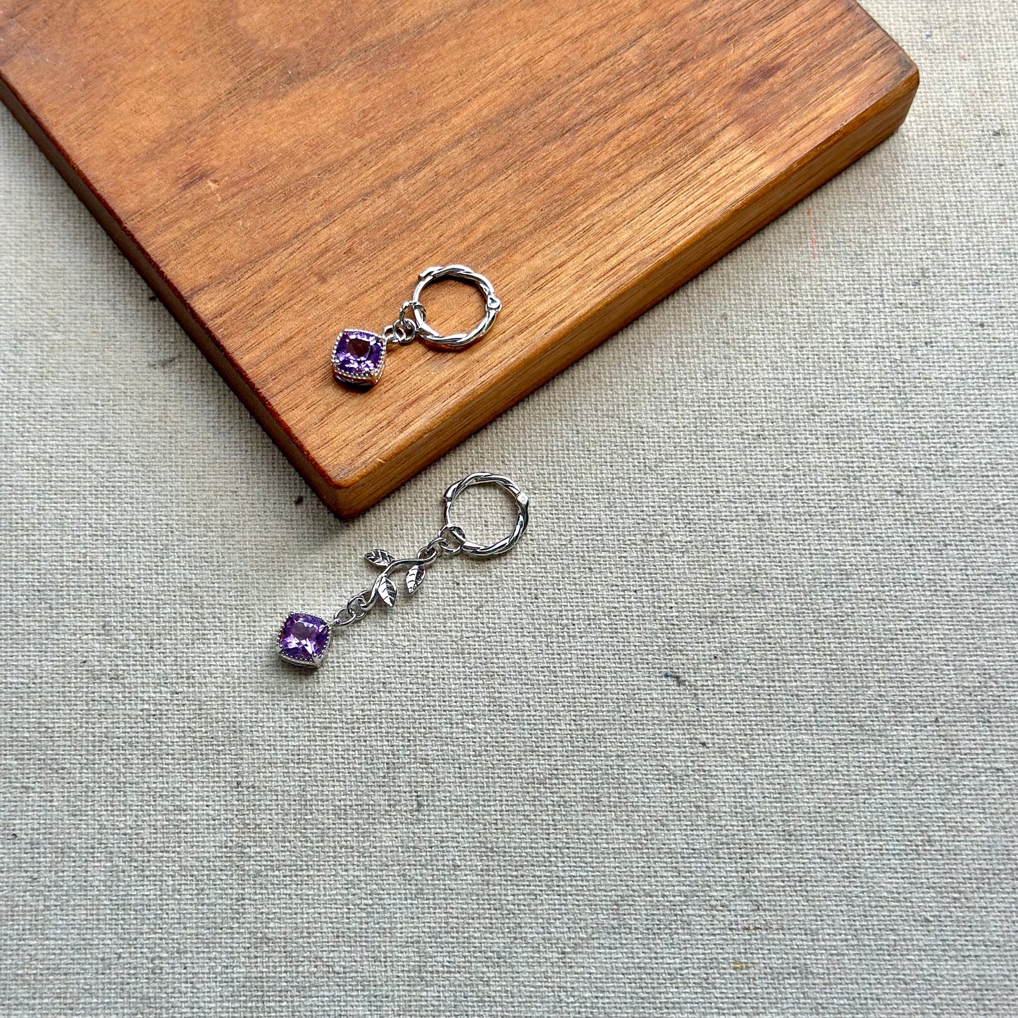 Two-way Amethyst Sterling Silver Ear Hoop