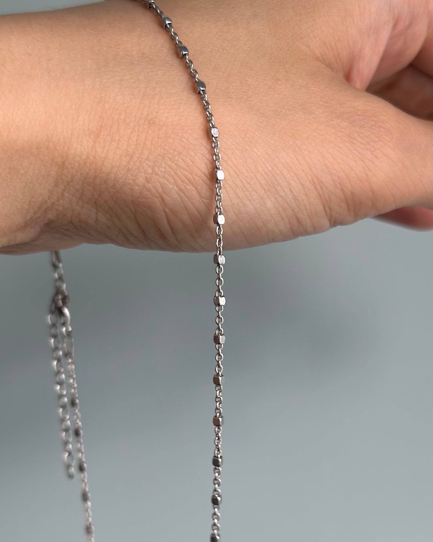 Italian Sterling Silver Cube Diamond Cut Necklace