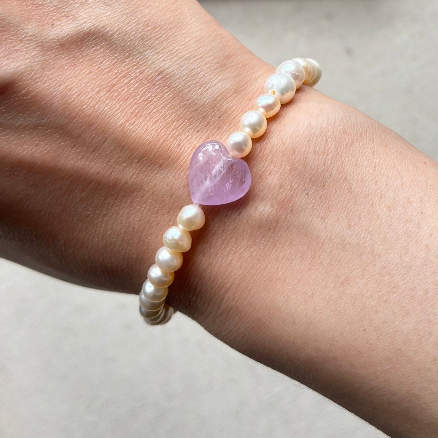 Kunzite & Freshwater Pearl Beaded Bracelet