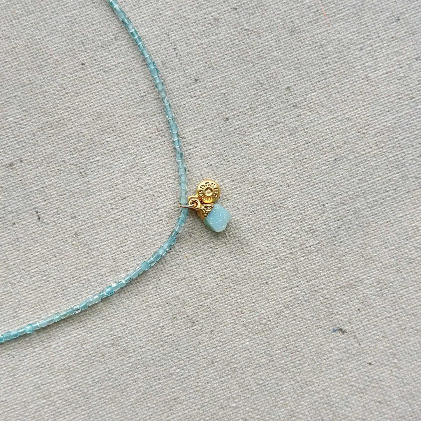 Apatite Beaded And Druzy Necklace