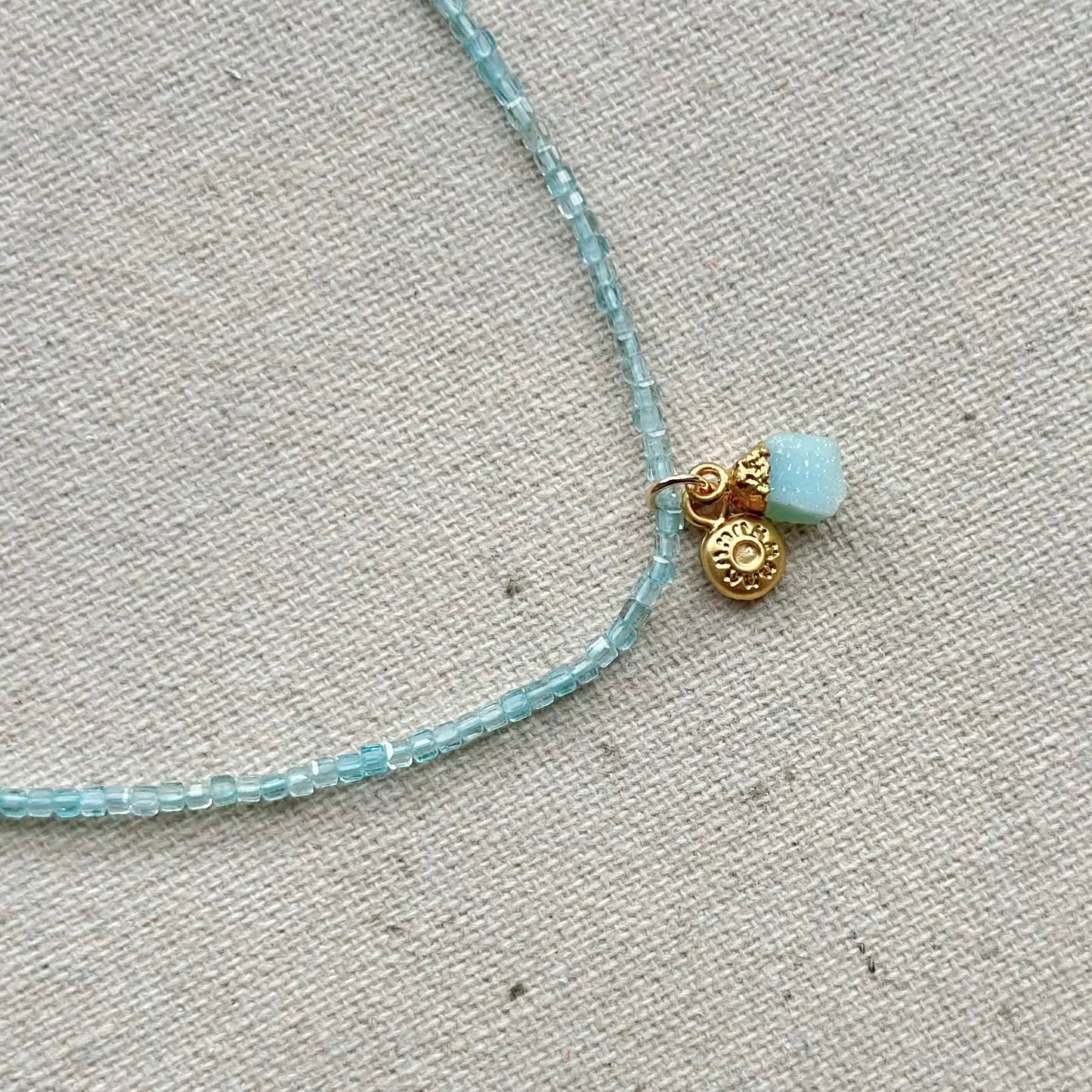 Apatite Beaded And Druzy Necklace