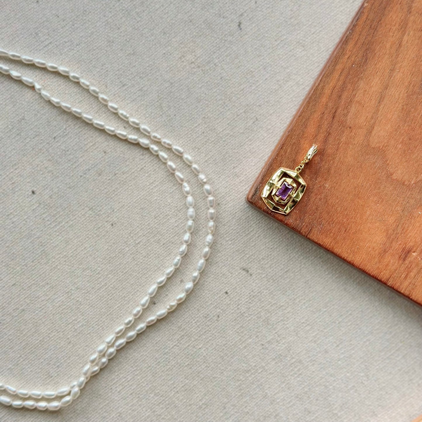 Freshwater Pearl Beaded And Amethyst Pendant Necklace