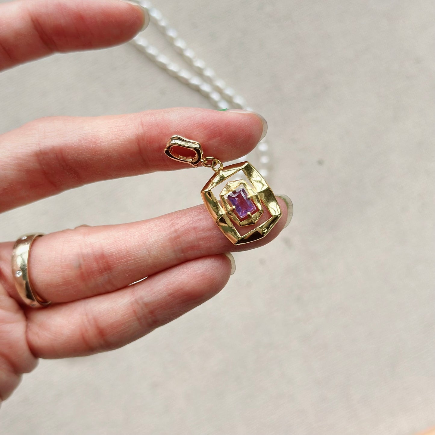 Freshwater Pearl Beaded And Amethyst Pendant Necklace