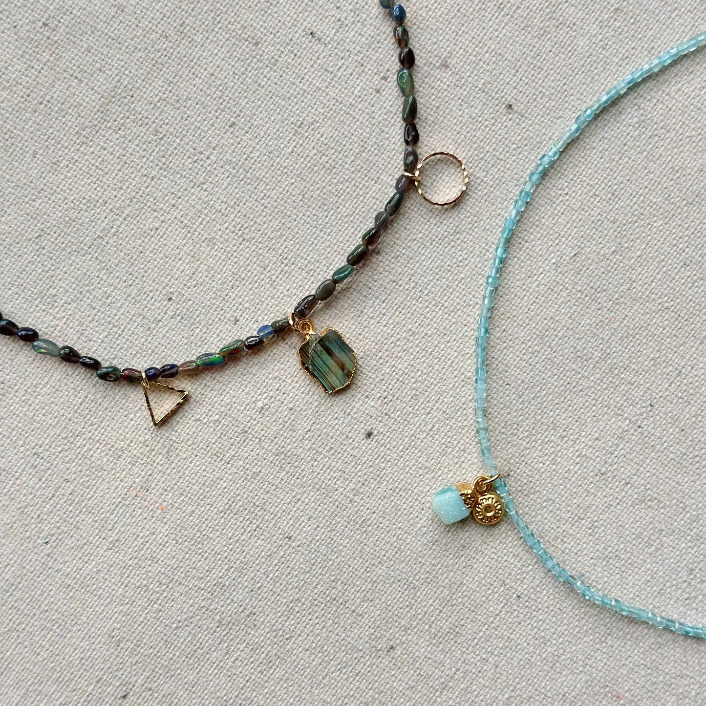 Apatite Beaded And Druzy Necklace