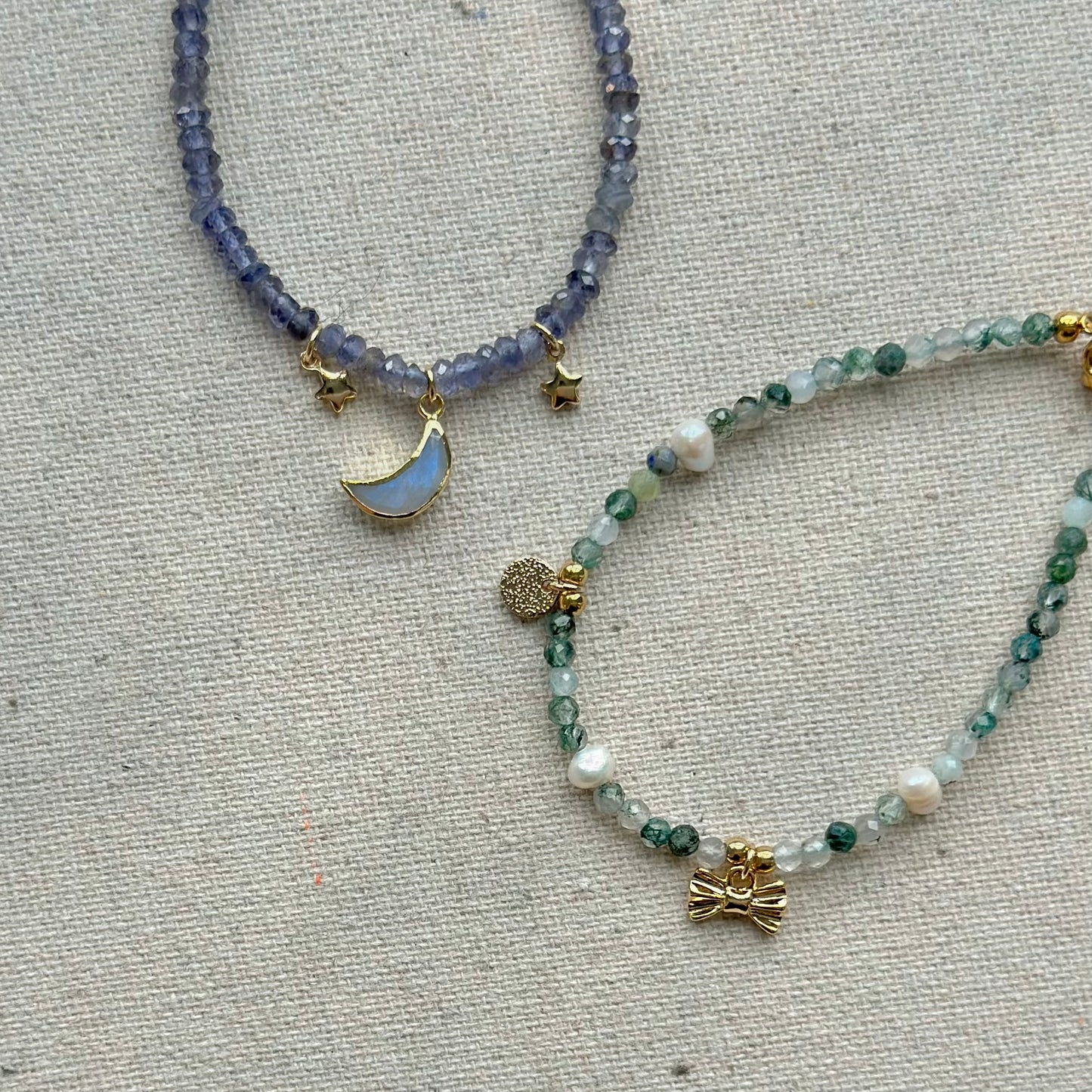 Iolite Beaded And Moonstone Bracelet