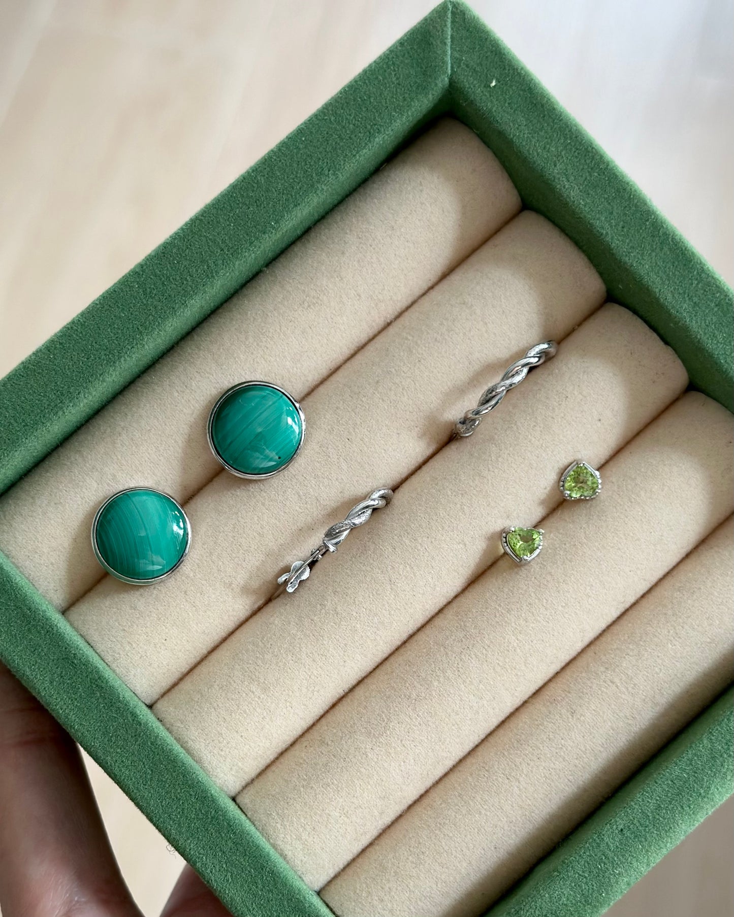 Malachite Sterling Silver Ear Stud