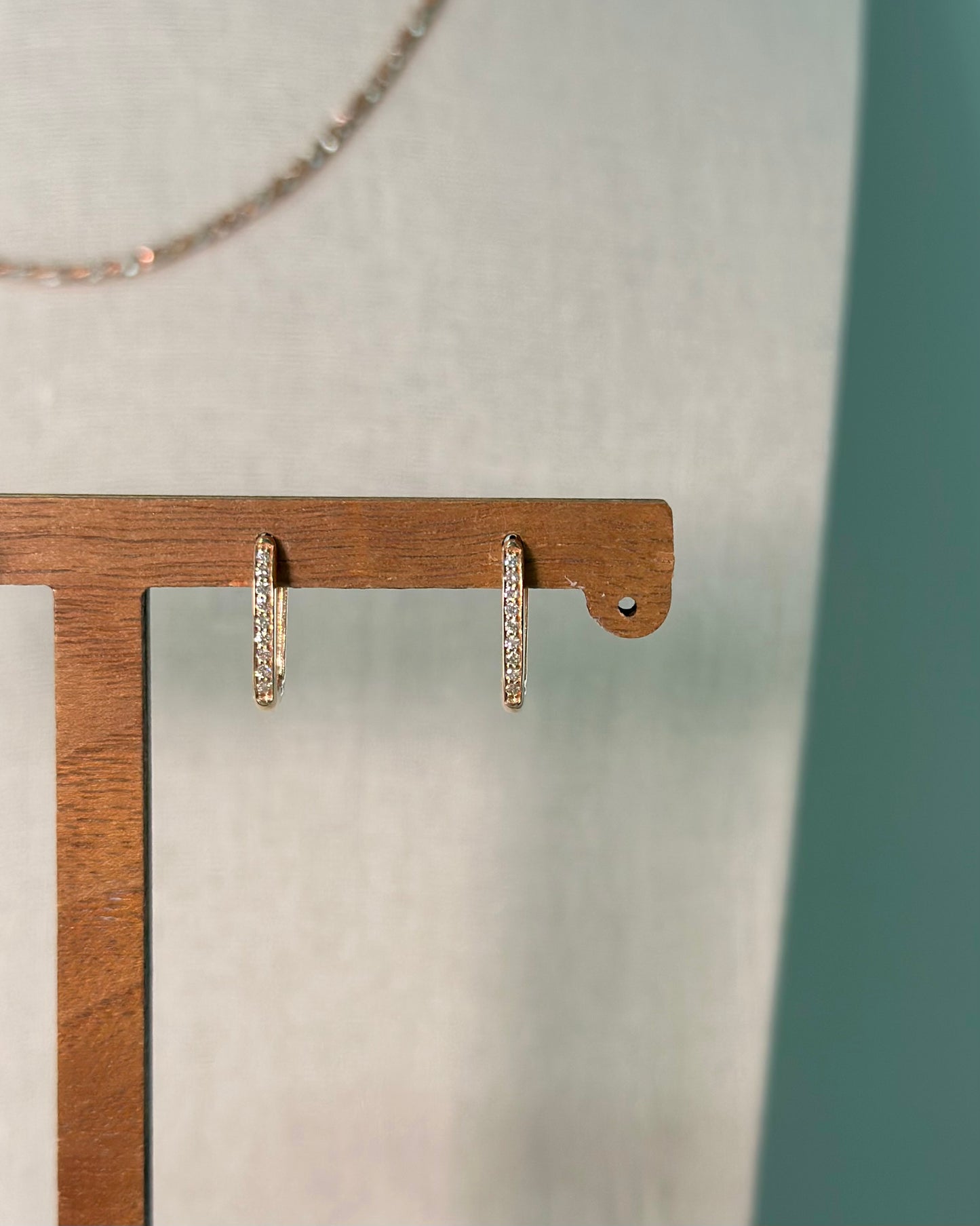 10K Solid Rose Gold Natural Diamond Ear Hoop