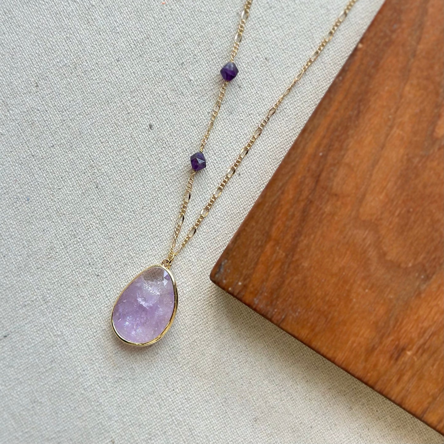 Amethyst Asymmetric Gold-plated Long Necklace