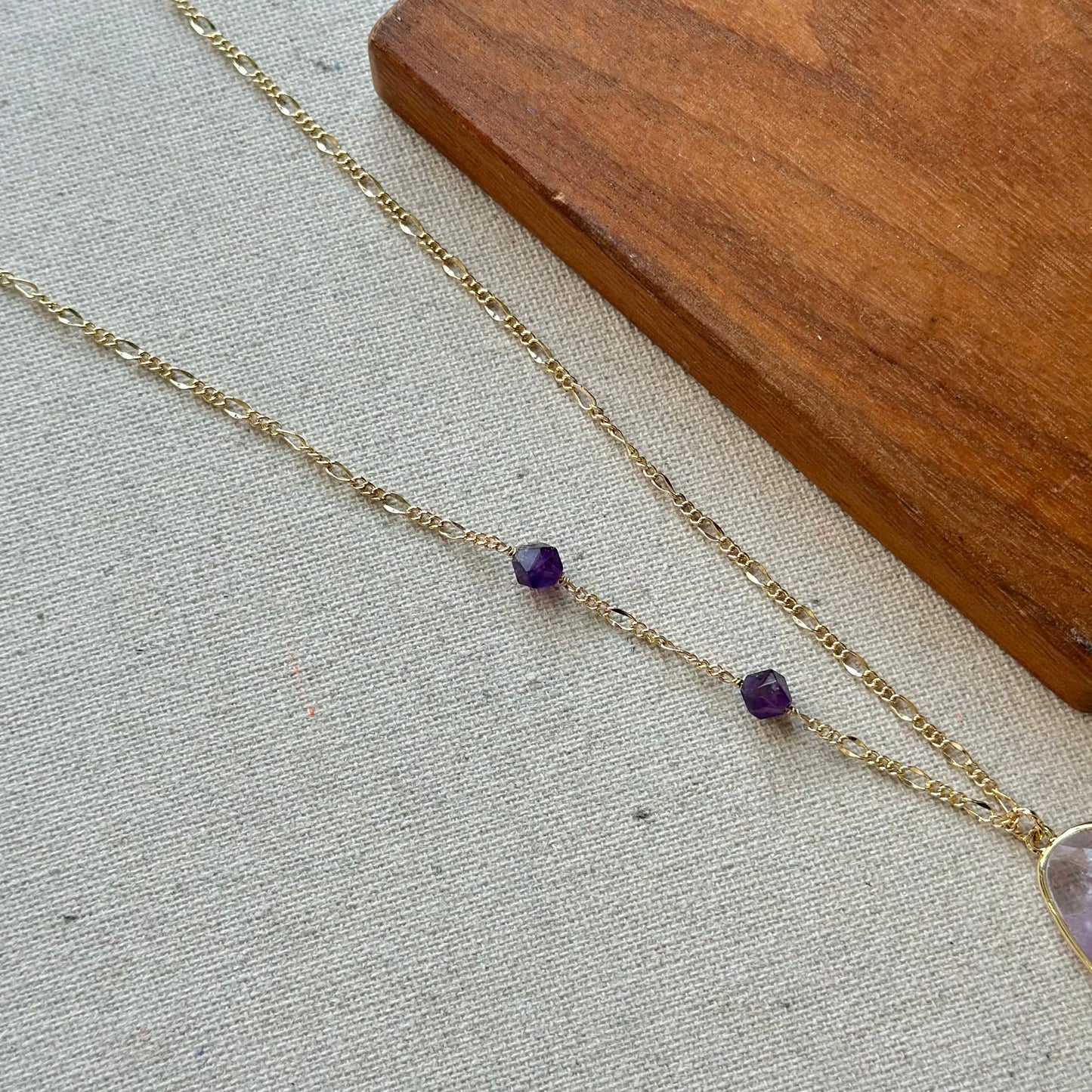 Amethyst Asymmetric Gold-plated Long Necklace