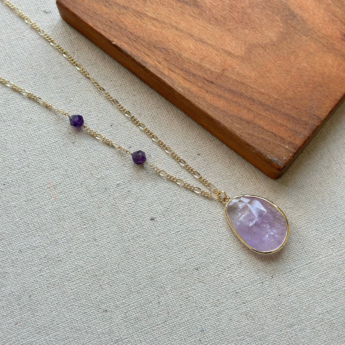 Amethyst Asymmetric Gold-plated Long Necklace