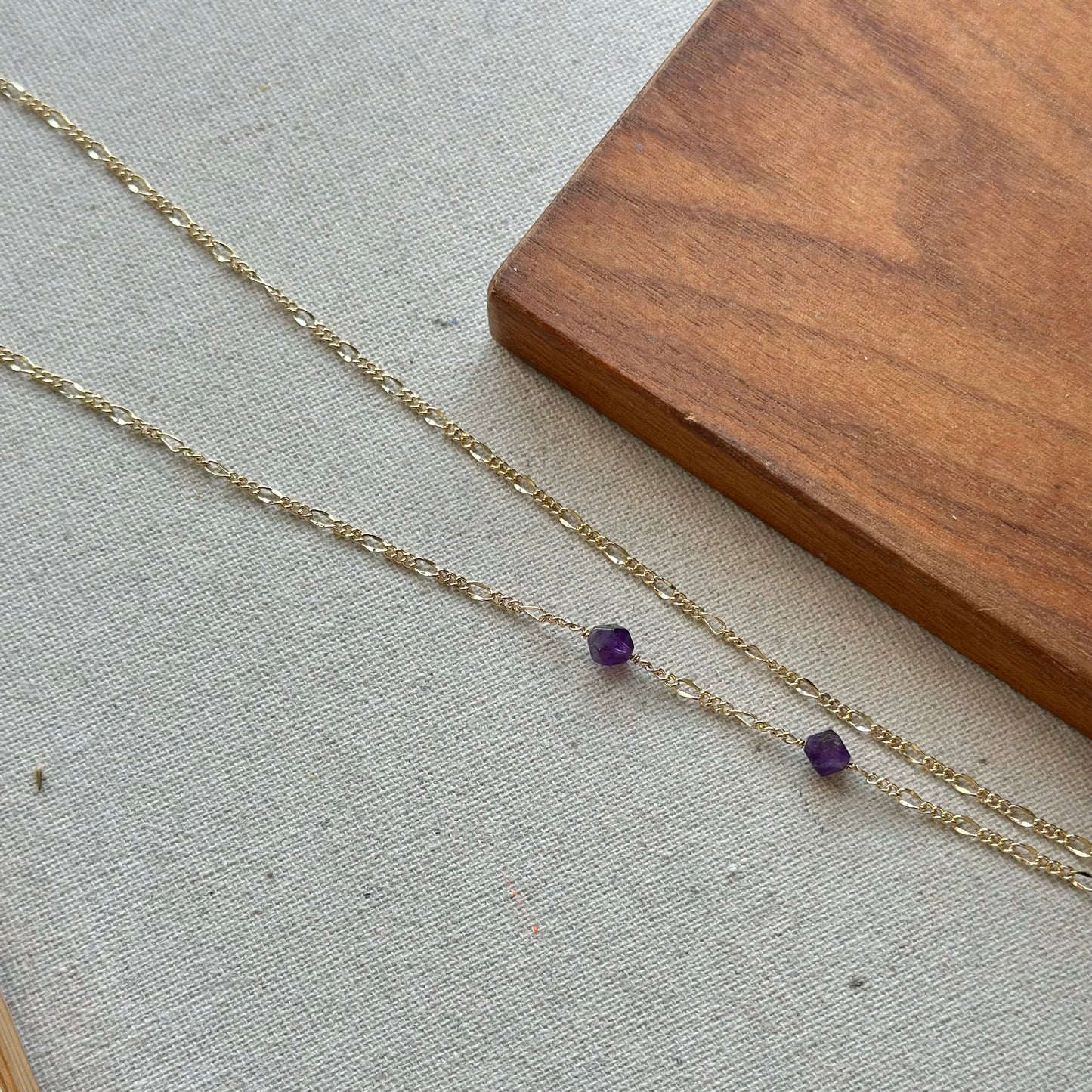 Amethyst Asymmetric Gold-plated Long Necklace