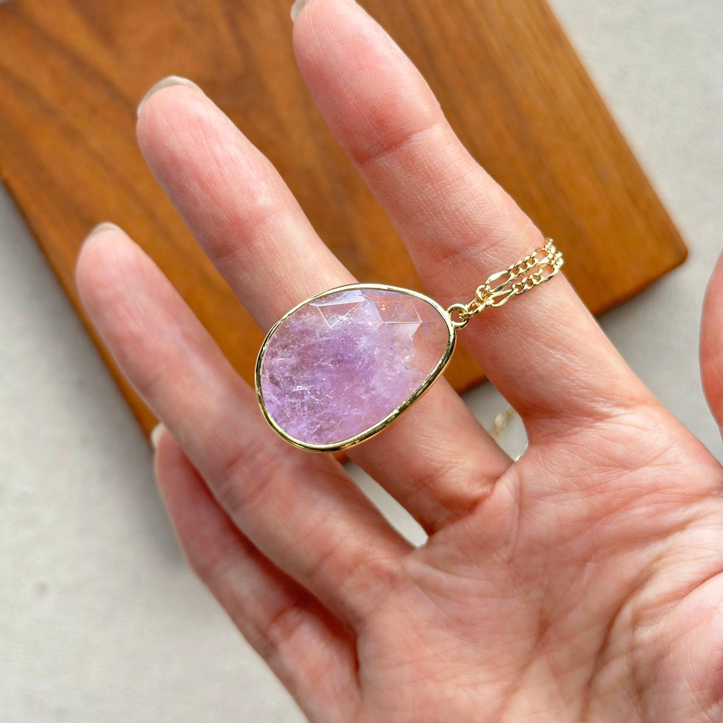 Amethyst Asymmetric Gold-plated Long Necklace