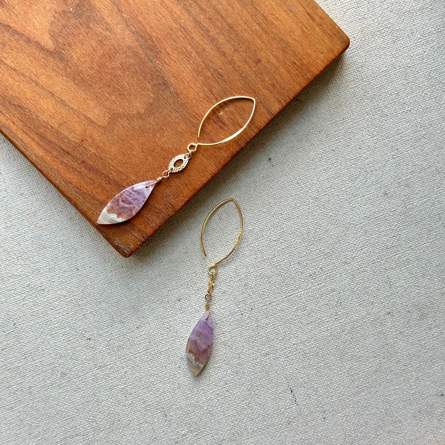 Amethyst Agate Gold-plated Earring