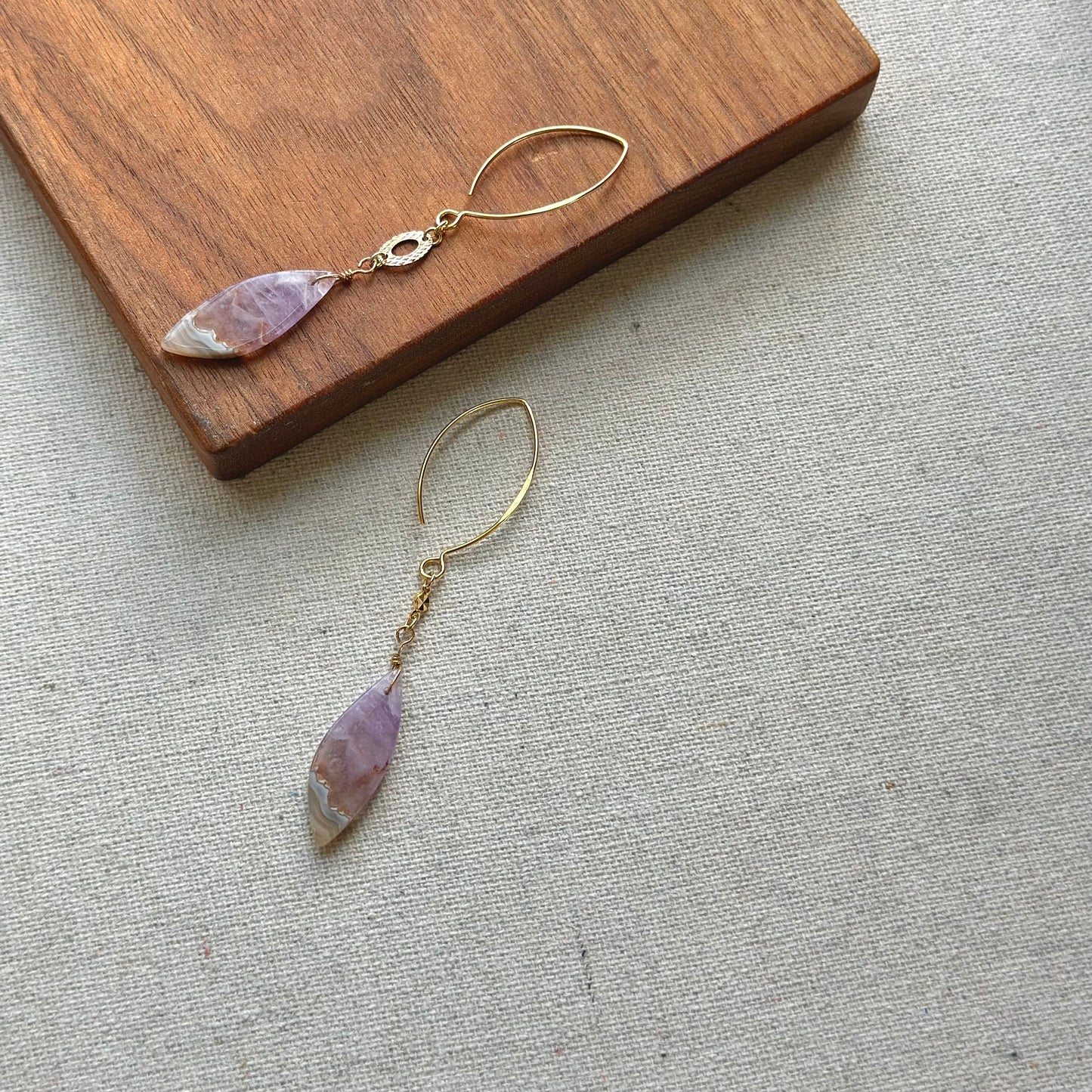 Amethyst Agate Gold-plated Earring
