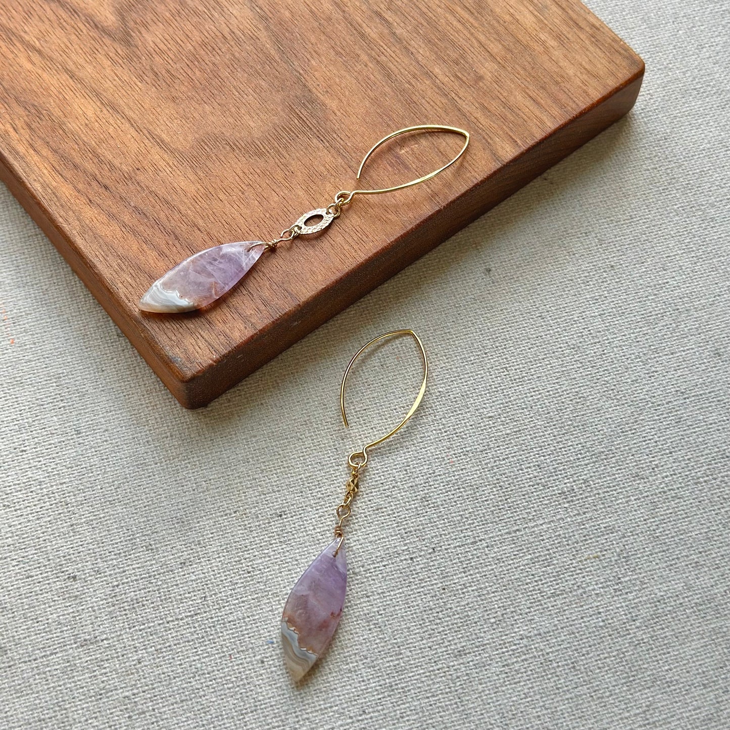Amethyst Agate Gold-plated Earring