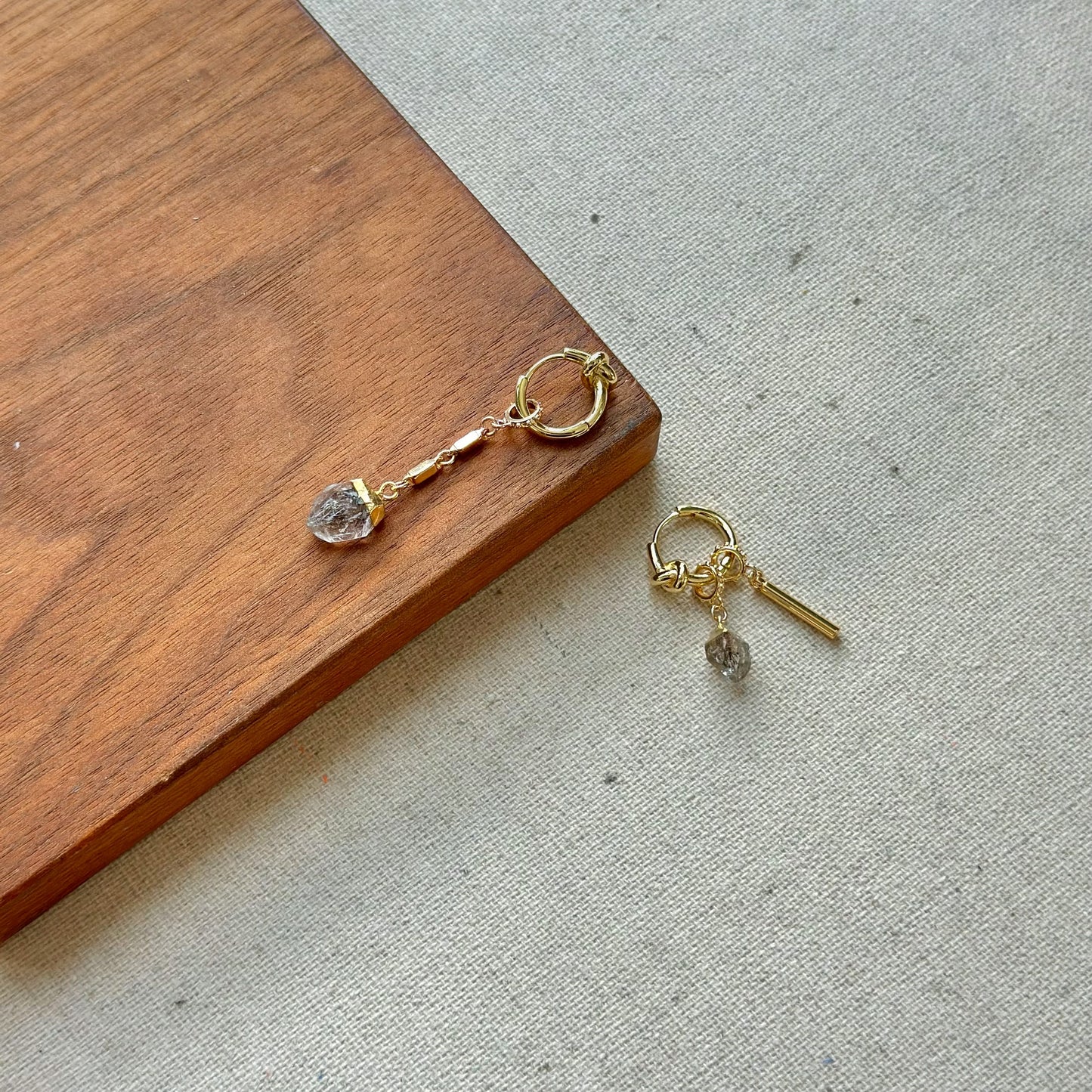 Multi-way Herkimer Diamond Gold-plated Ear Hoop