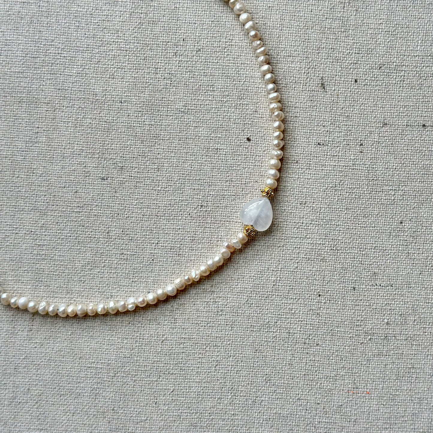 Freshwater Pearl Beaded And Moonstone Heart Necklace