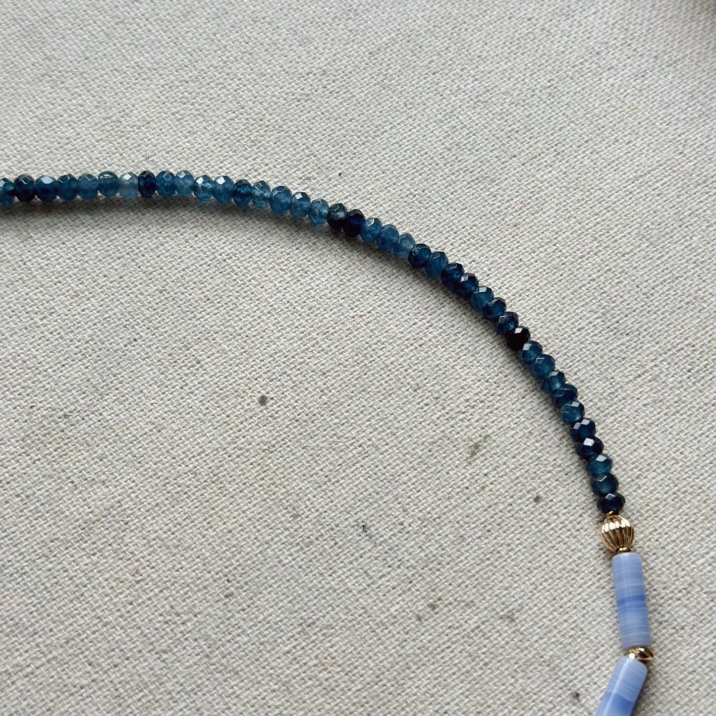 Blue Lace Agate And Blue Chalcedony Beaded Necklace