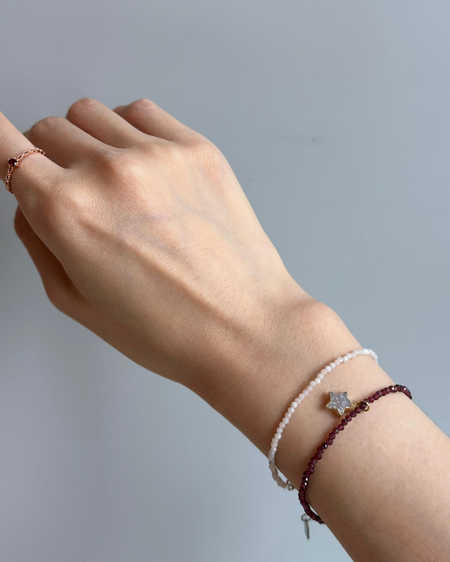 Garnet Rose Adjustable Gold-plated Sterling Silver Ring