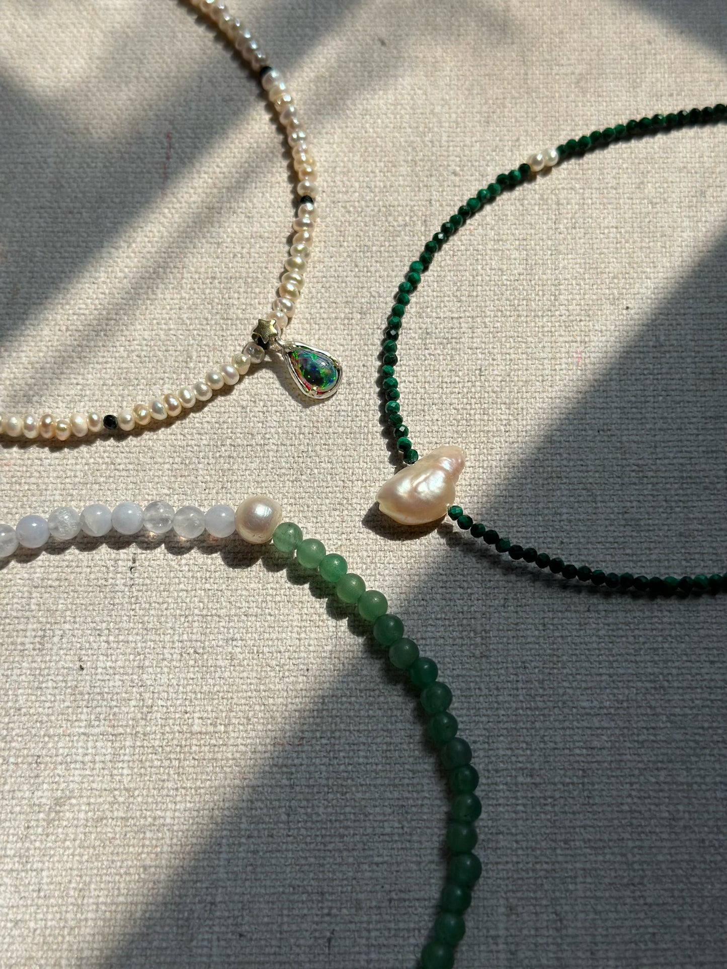 Ammolite And Freshwater Pearl Beaded Necklace