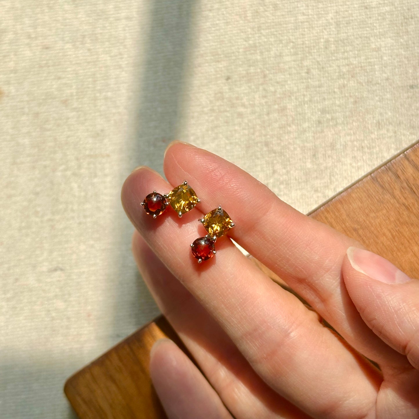Citrine Twin Sterling Silver Stud