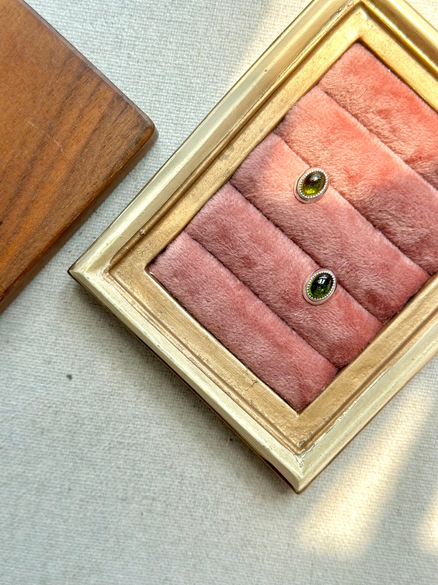 Diopside Cabochon Sterling Silver Stud