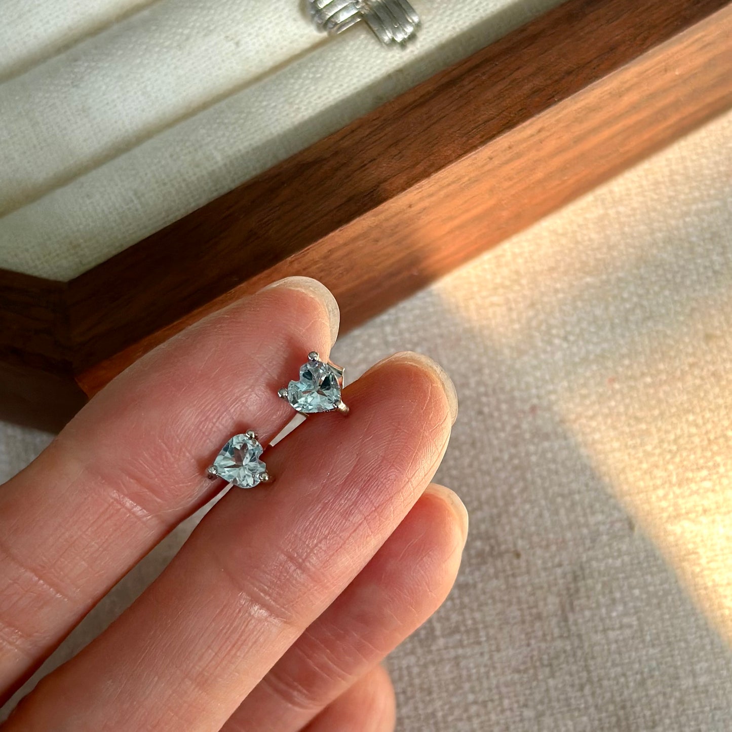 CHRISTMAS SET (2 ITEMS) Aquamarine Mixed Lapis Beaded Necklace & Topaz Ear Stud