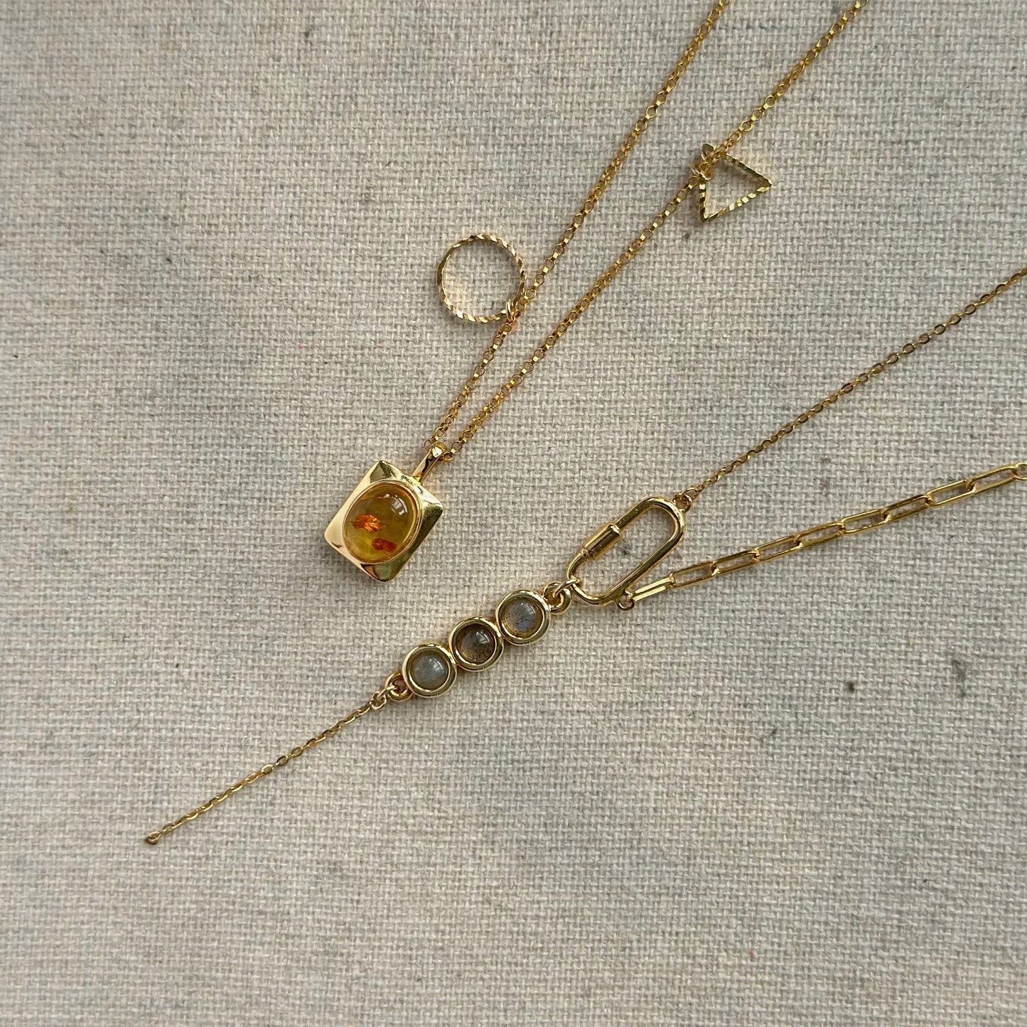 Labradorite Y-shaped Gold-plated Necklace