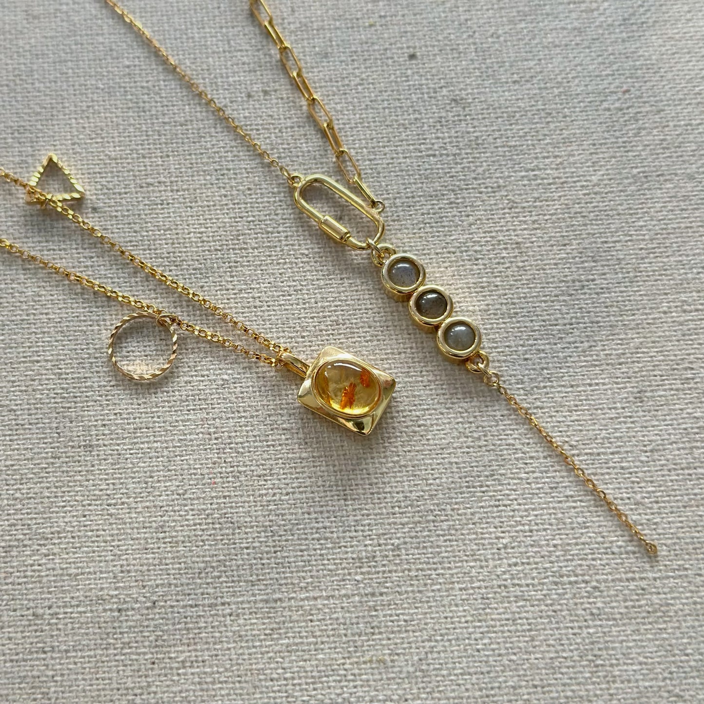 Labradorite Y-shaped Gold-plated Necklace
