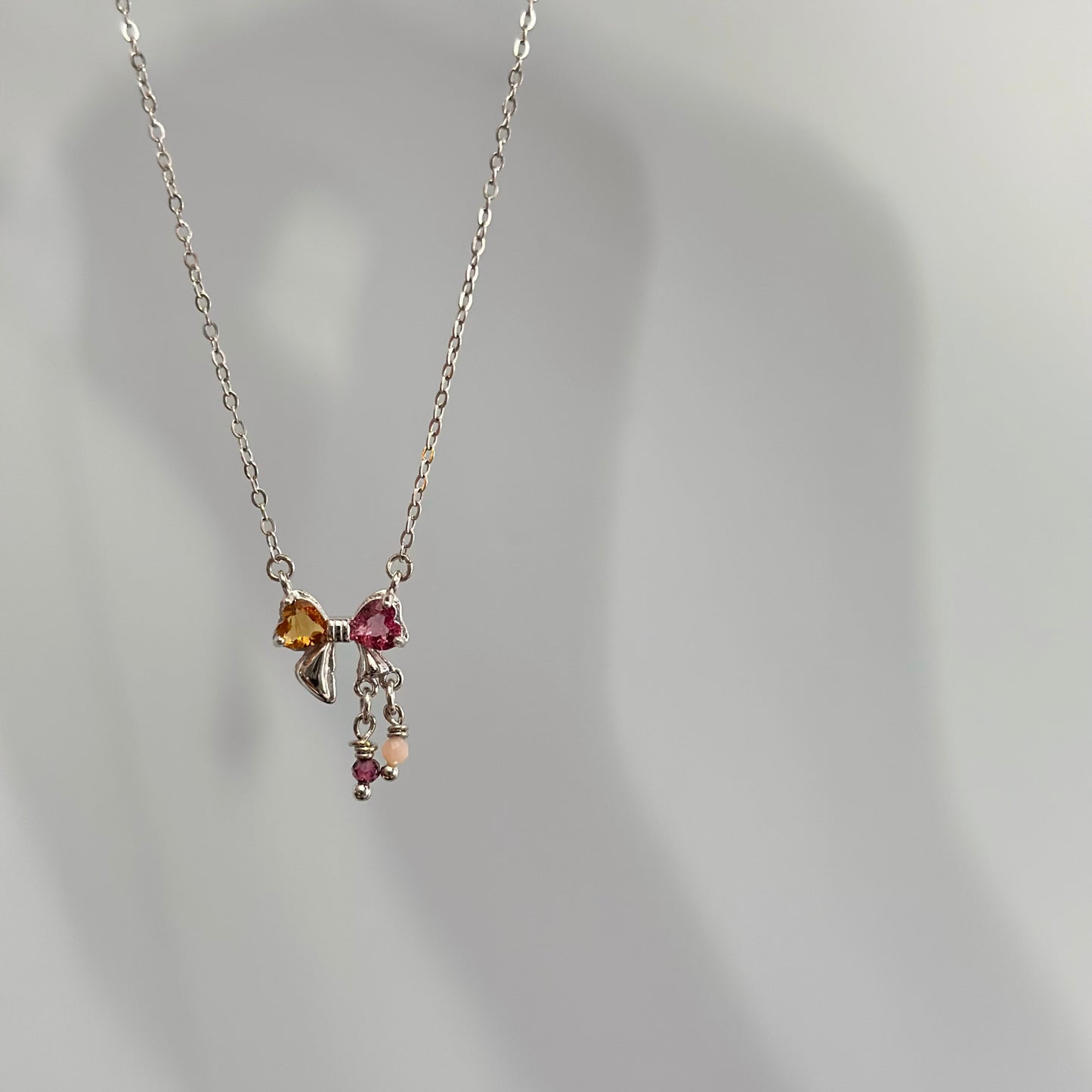 Tourmaline Bow Sterling Silver Necklace