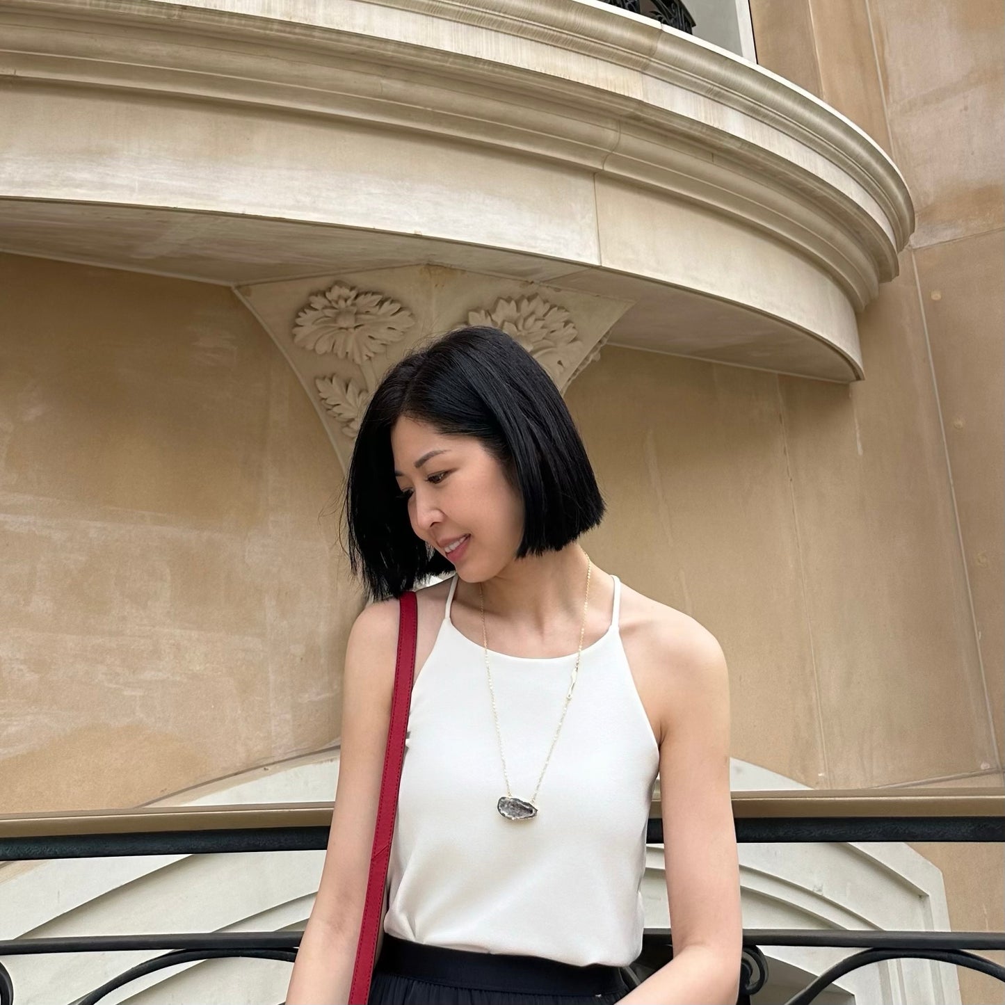 Black Agate Asymmetric Gold-plated Long Necklace