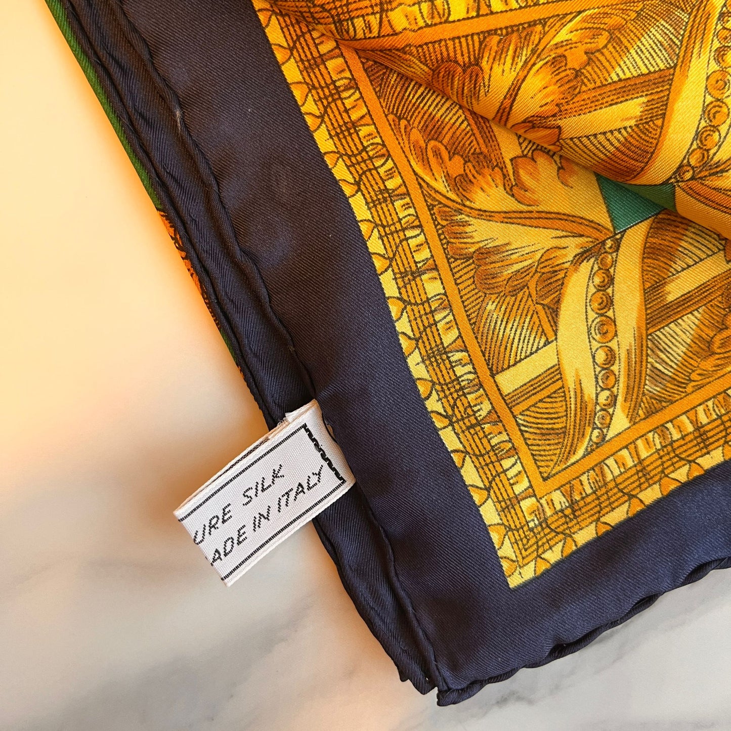 CELINE PARIS Vintage Green Printed Scarf