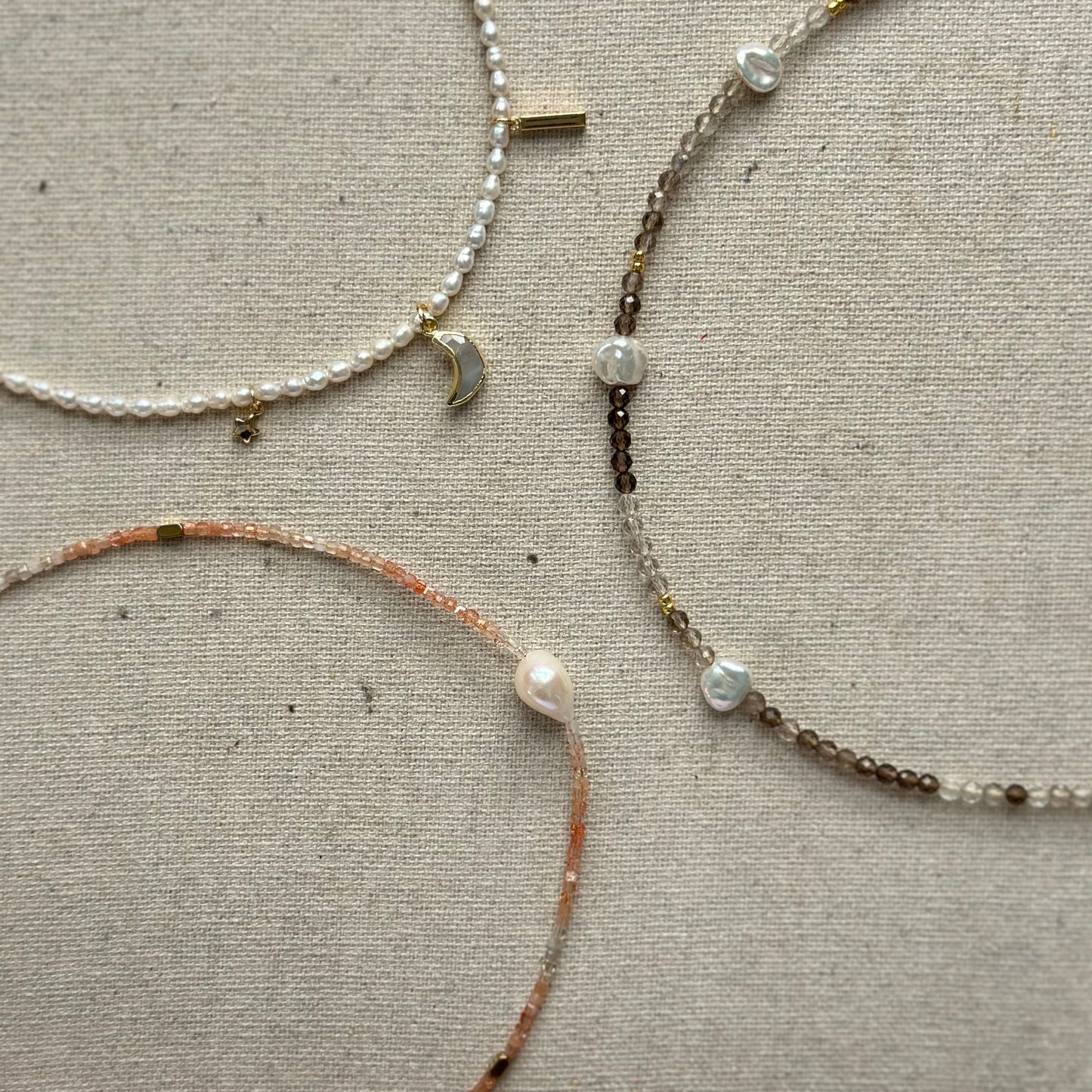 Freshwater Pearl Beaded And Moonstone Necklace
