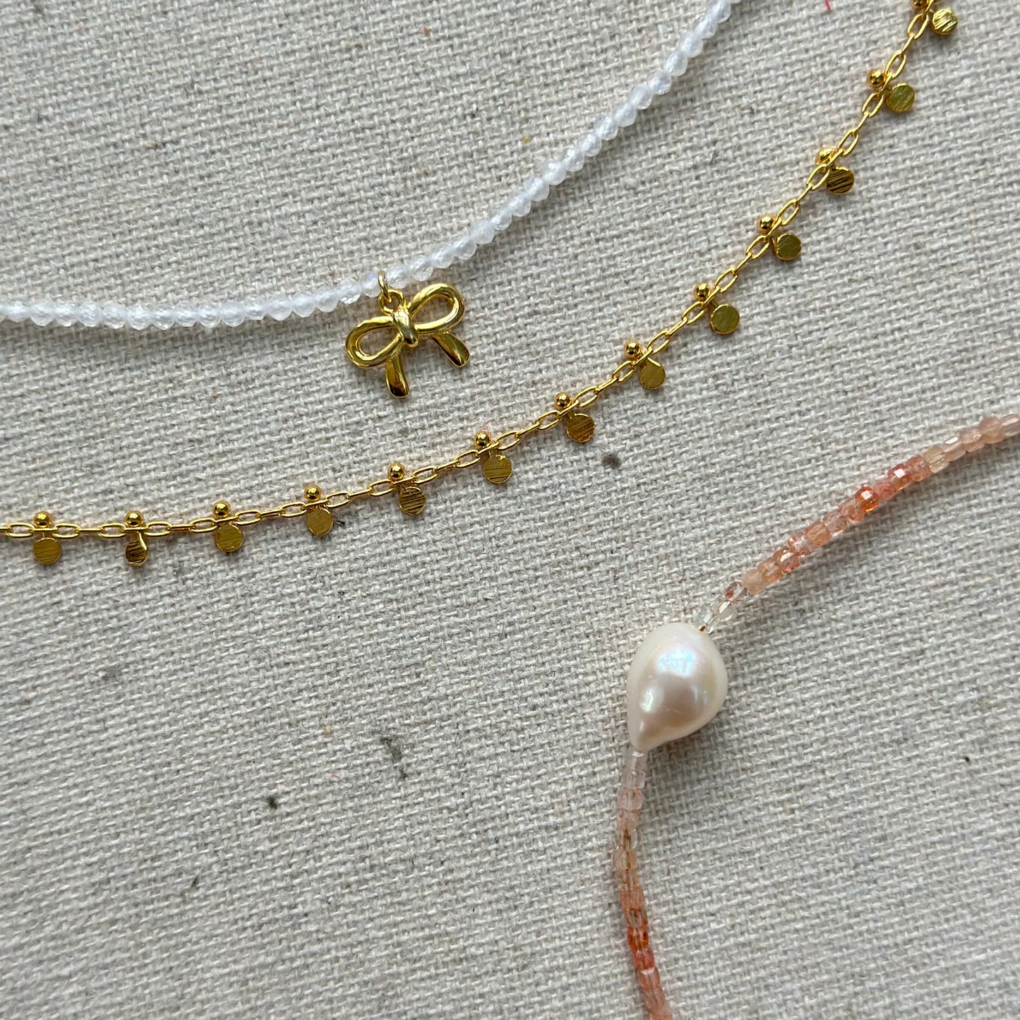 Strawberry Quartz And Freshwater Pearl Beaded Necklace
