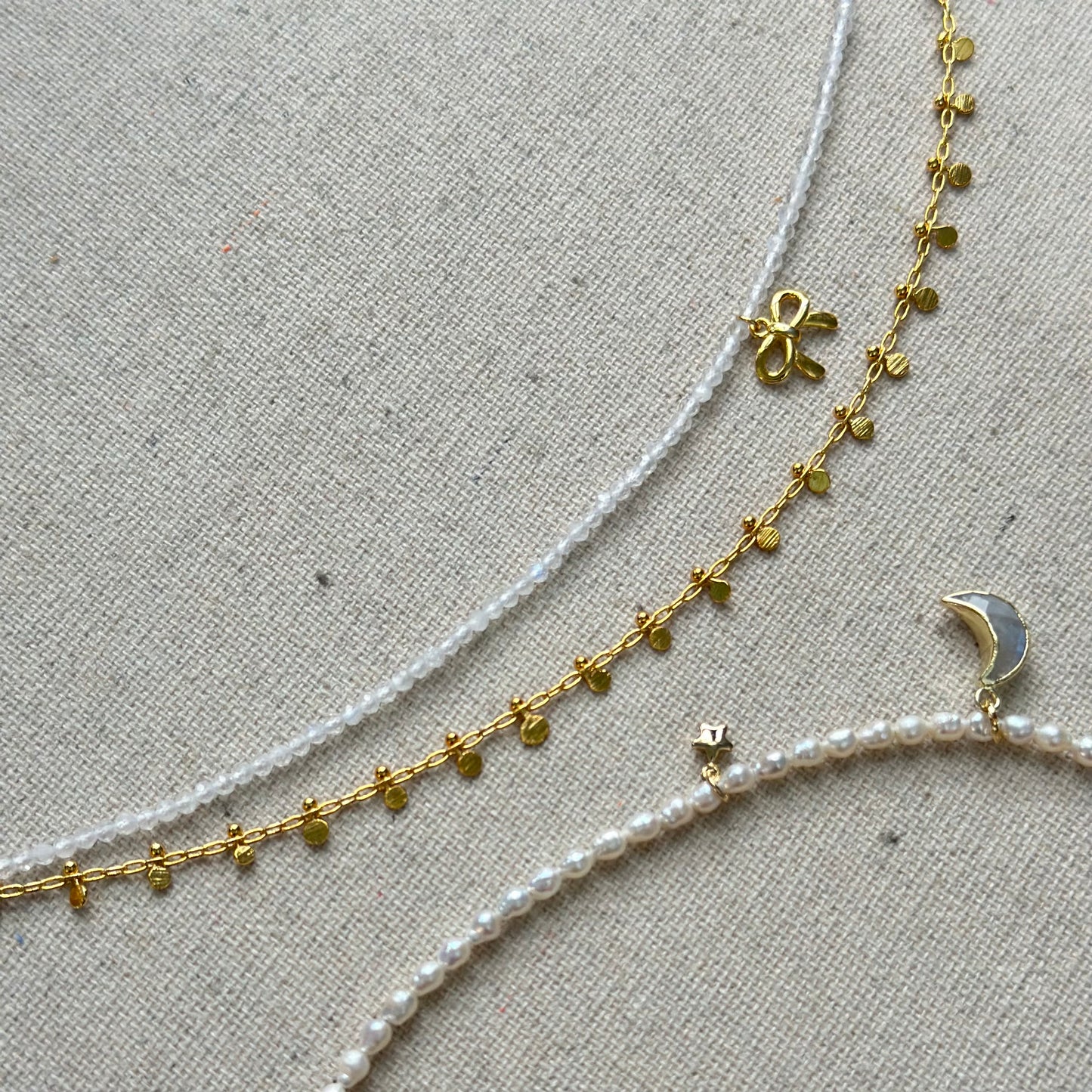 Freshwater Pearl Beaded And Moonstone Necklace