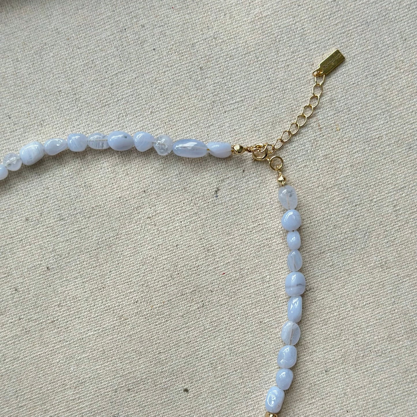 Blue Lace Agate And Freshwater Pearl Beaded Asymmetric Necklace