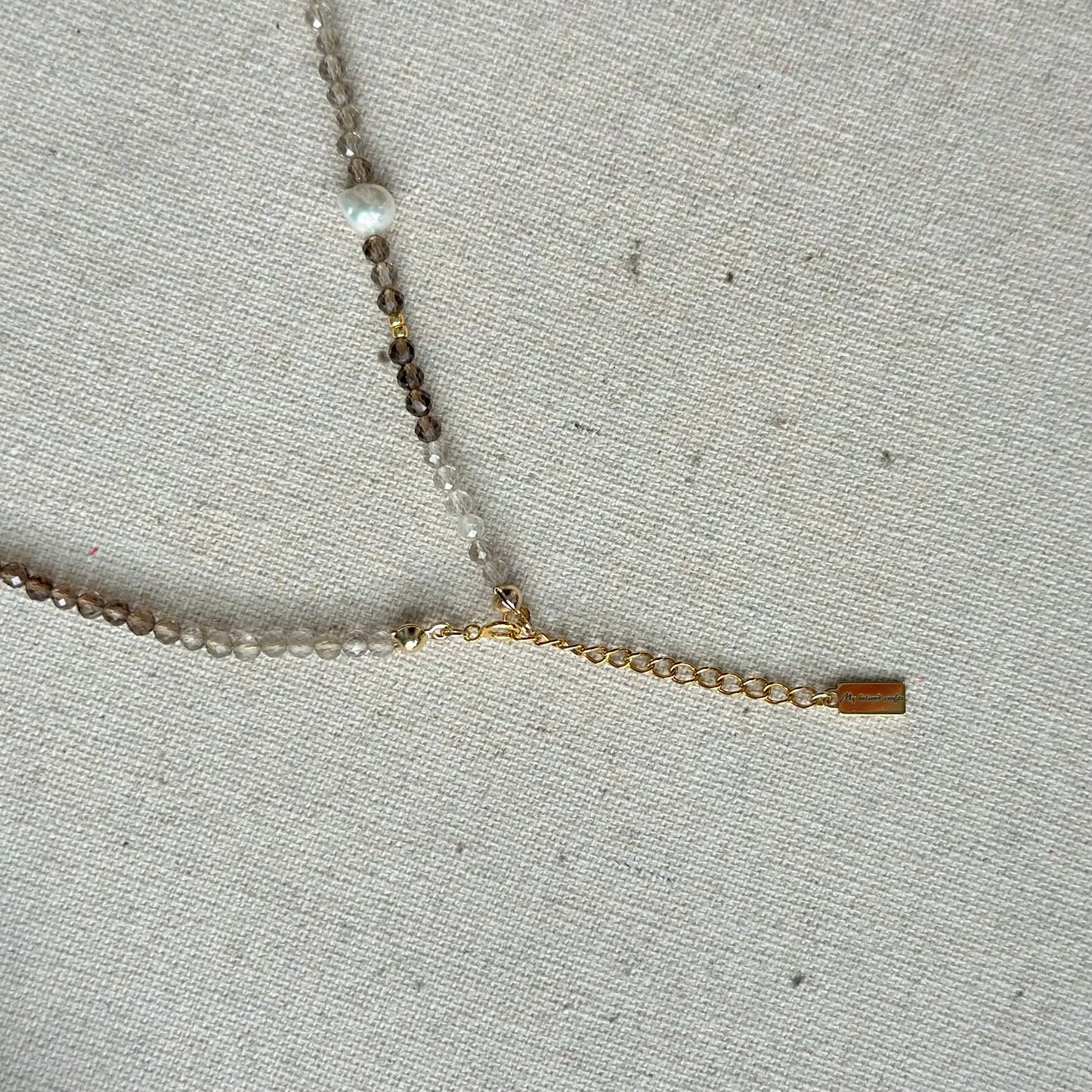 Smoky Quartz And Freshwater Pearl Beaded Asymmetric Necklace