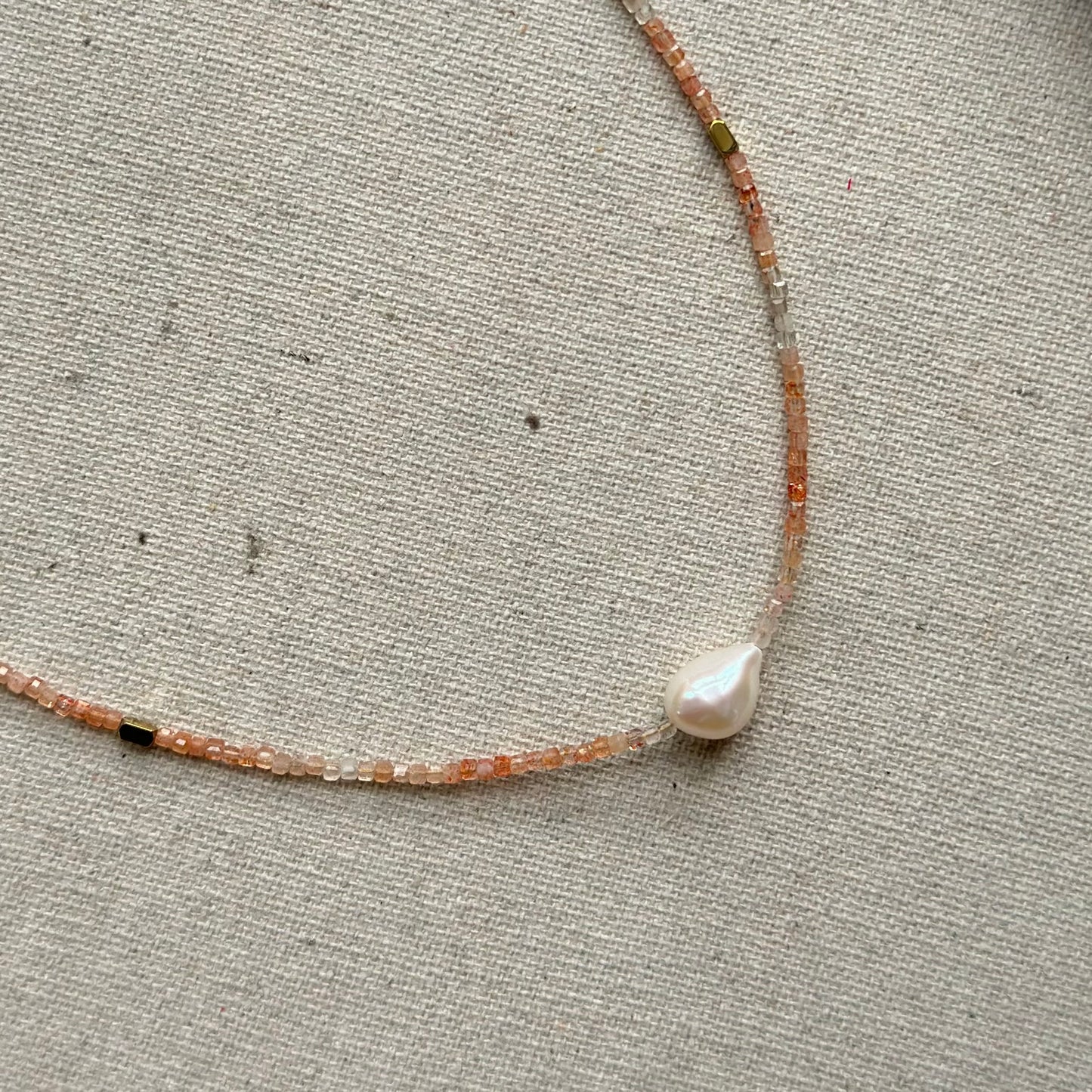 Strawberry Quartz And Freshwater Pearl Beaded Necklace