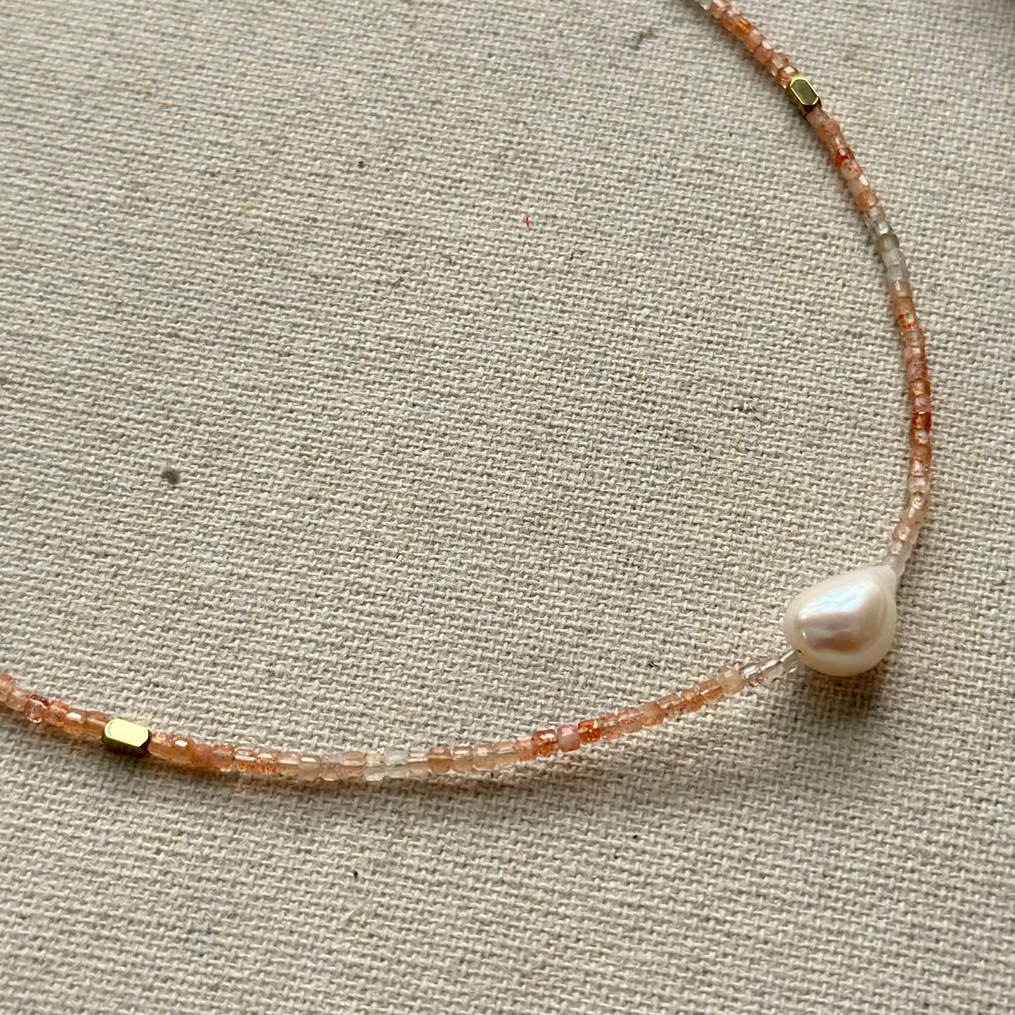 Strawberry Quartz And Freshwater Pearl Beaded Necklace