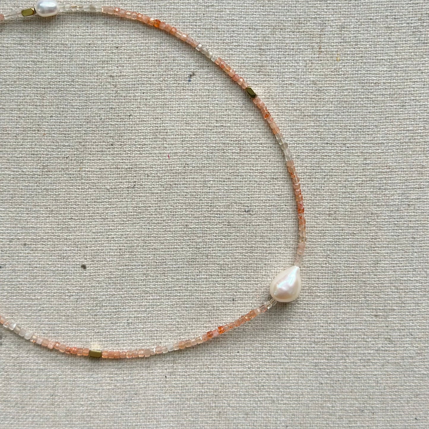 Strawberry Quartz And Freshwater Pearl Beaded Necklace