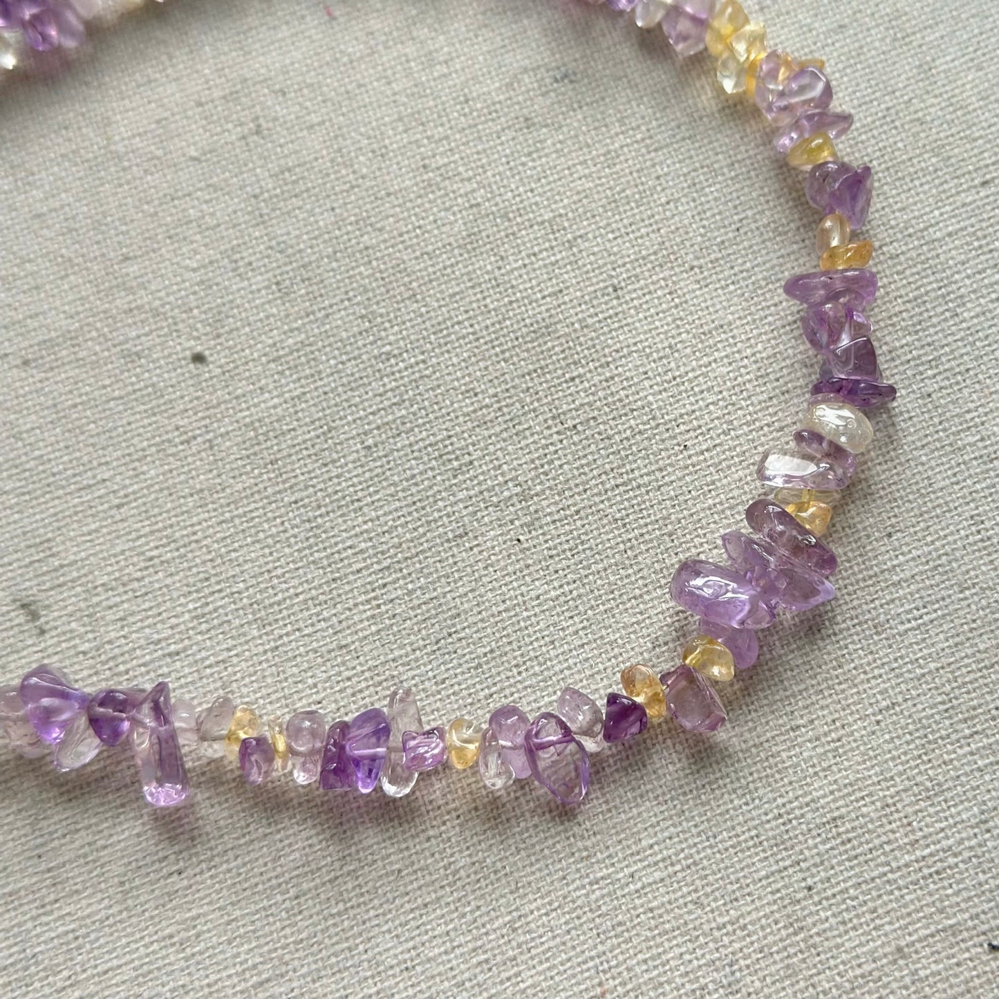 Ametrine Mixed Freshwater Pearl Beaded Hoop Toggle Necklace