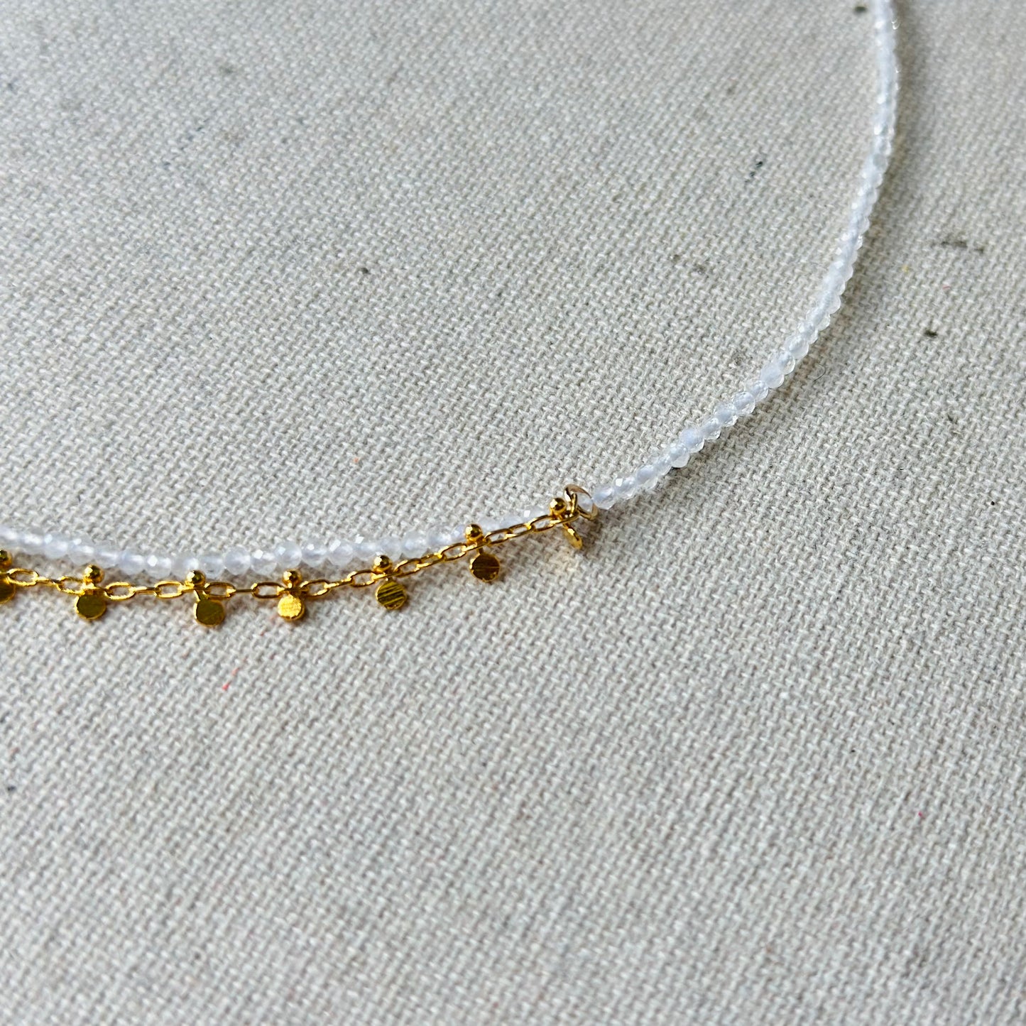 Moonstone Beaded Bow Double Layer Necklace
