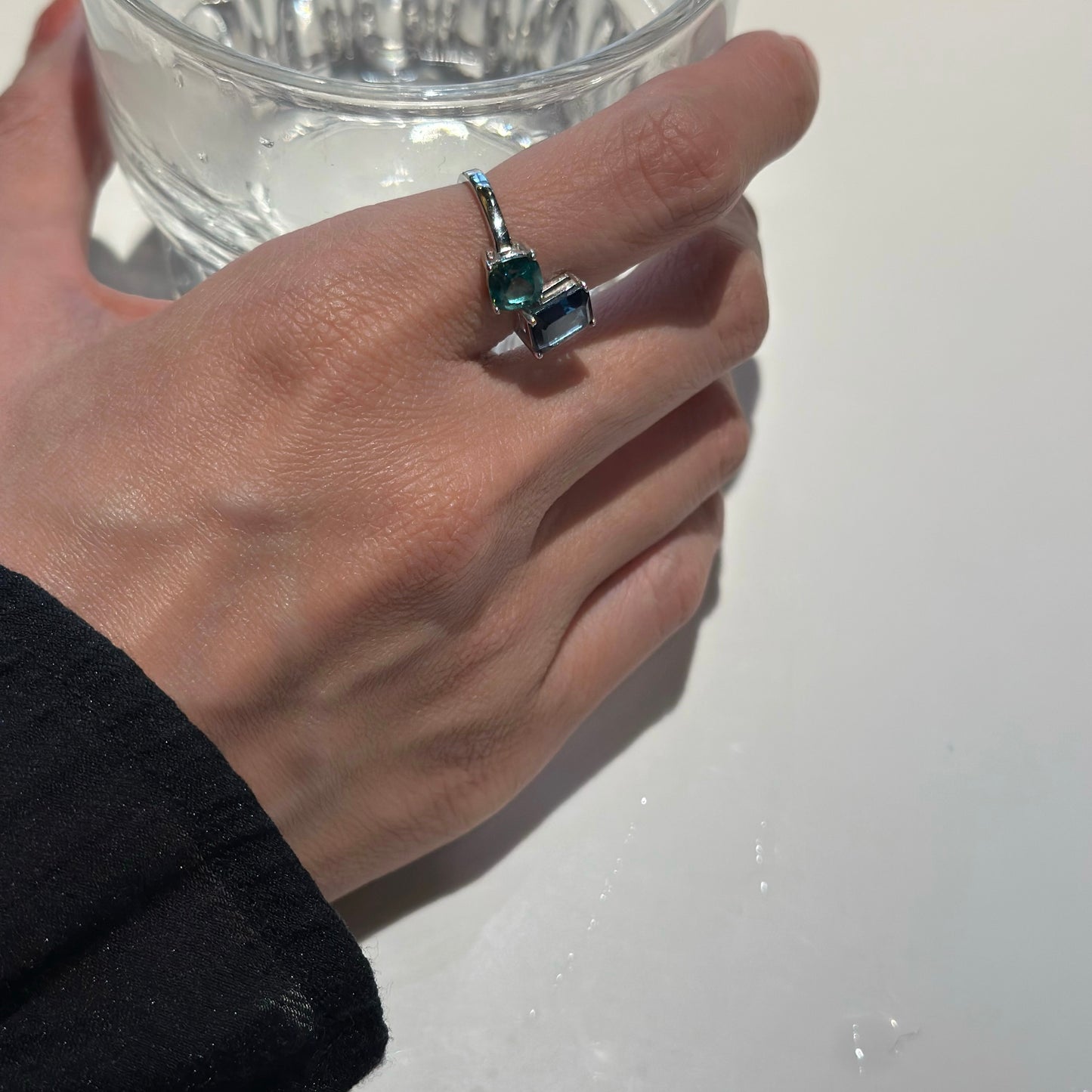 Green And Blue Topaz Sterling Silver Ring