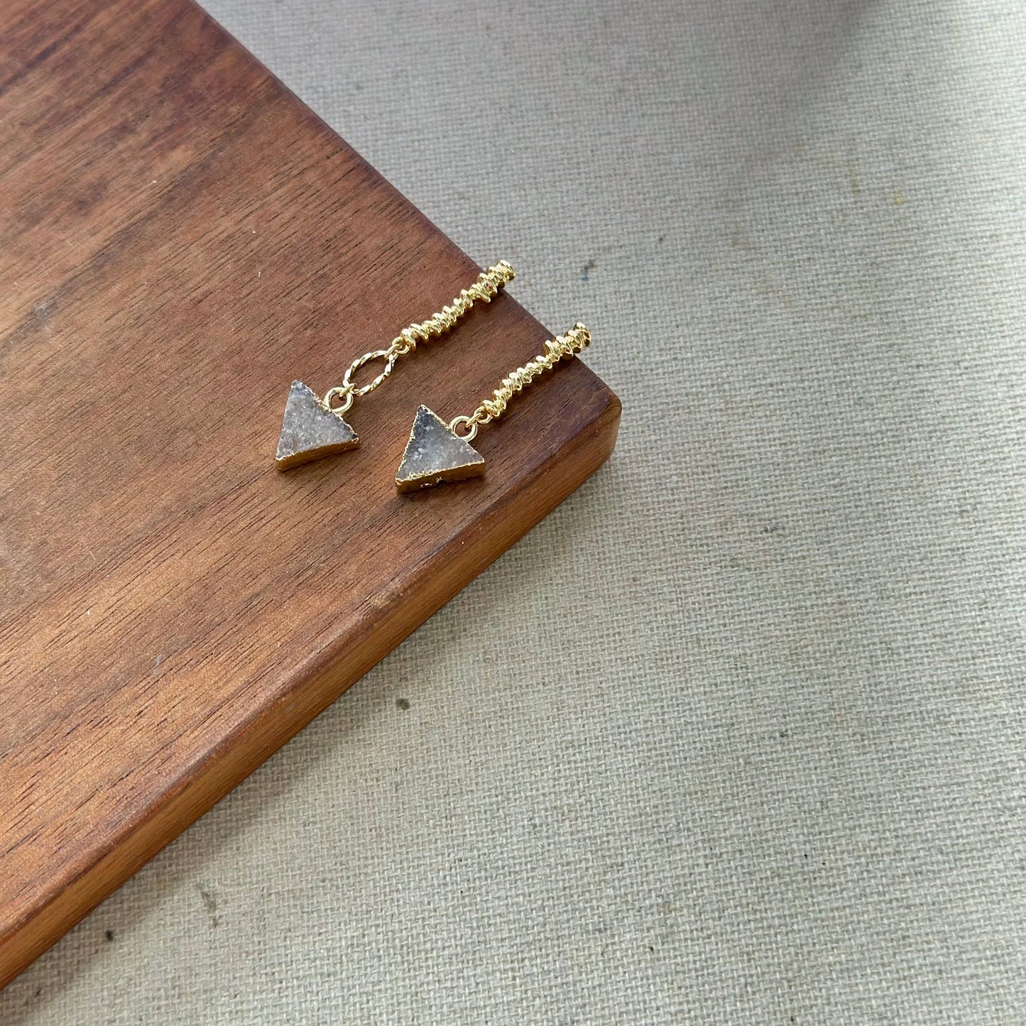 Druzy Triangle Gold-plated Earring
