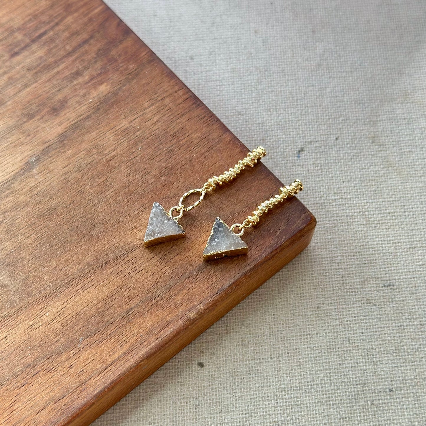 Druzy Triangle Gold-plated Earring