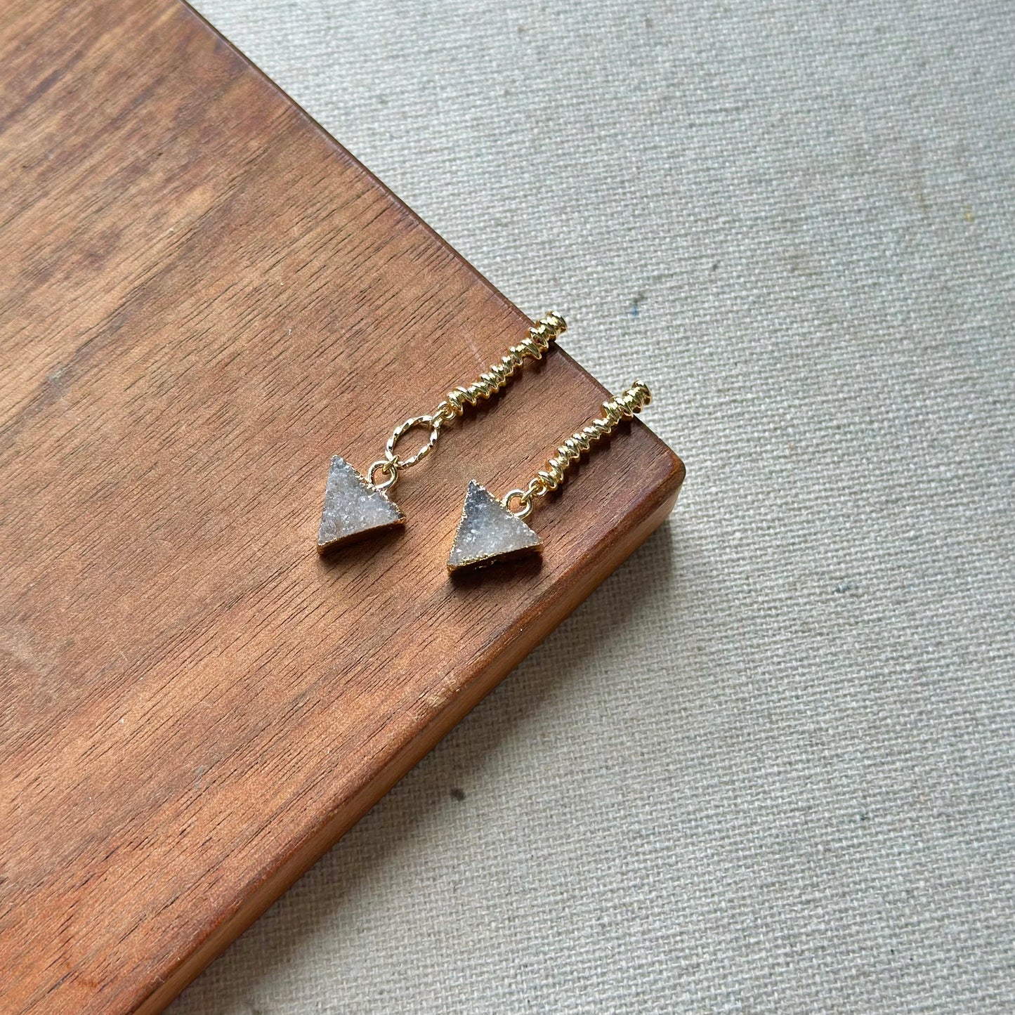 Druzy Triangle Gold-plated Earring