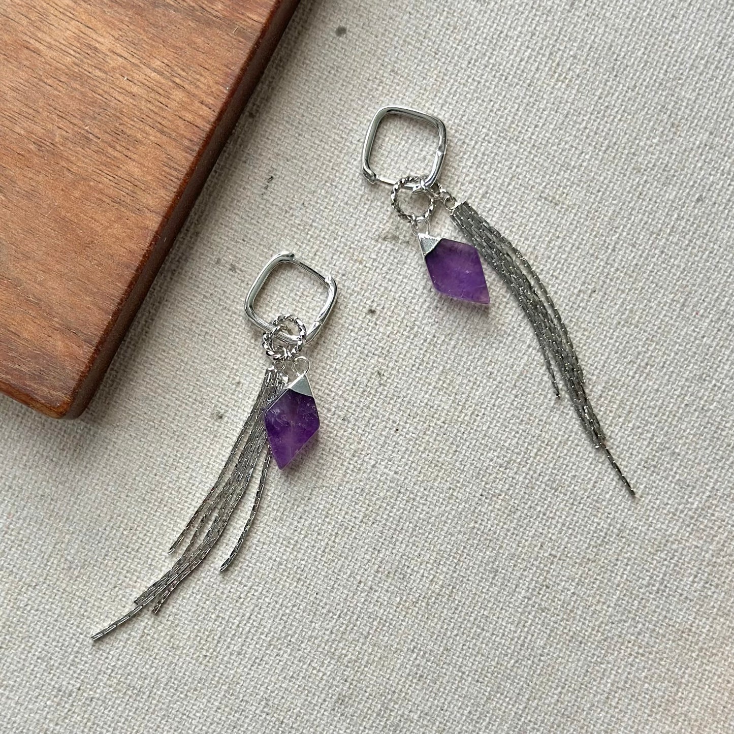 Multi-way Amethyst Sterling Silver Ear Hoop