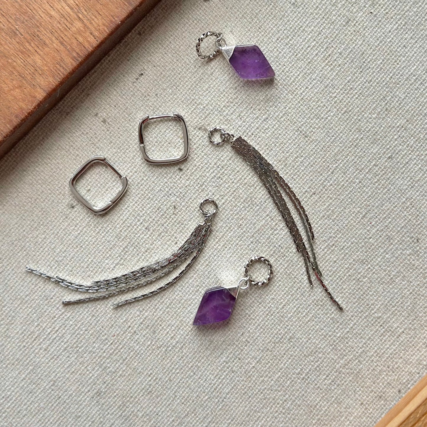 Multi-way Amethyst Sterling Silver Ear Hoop