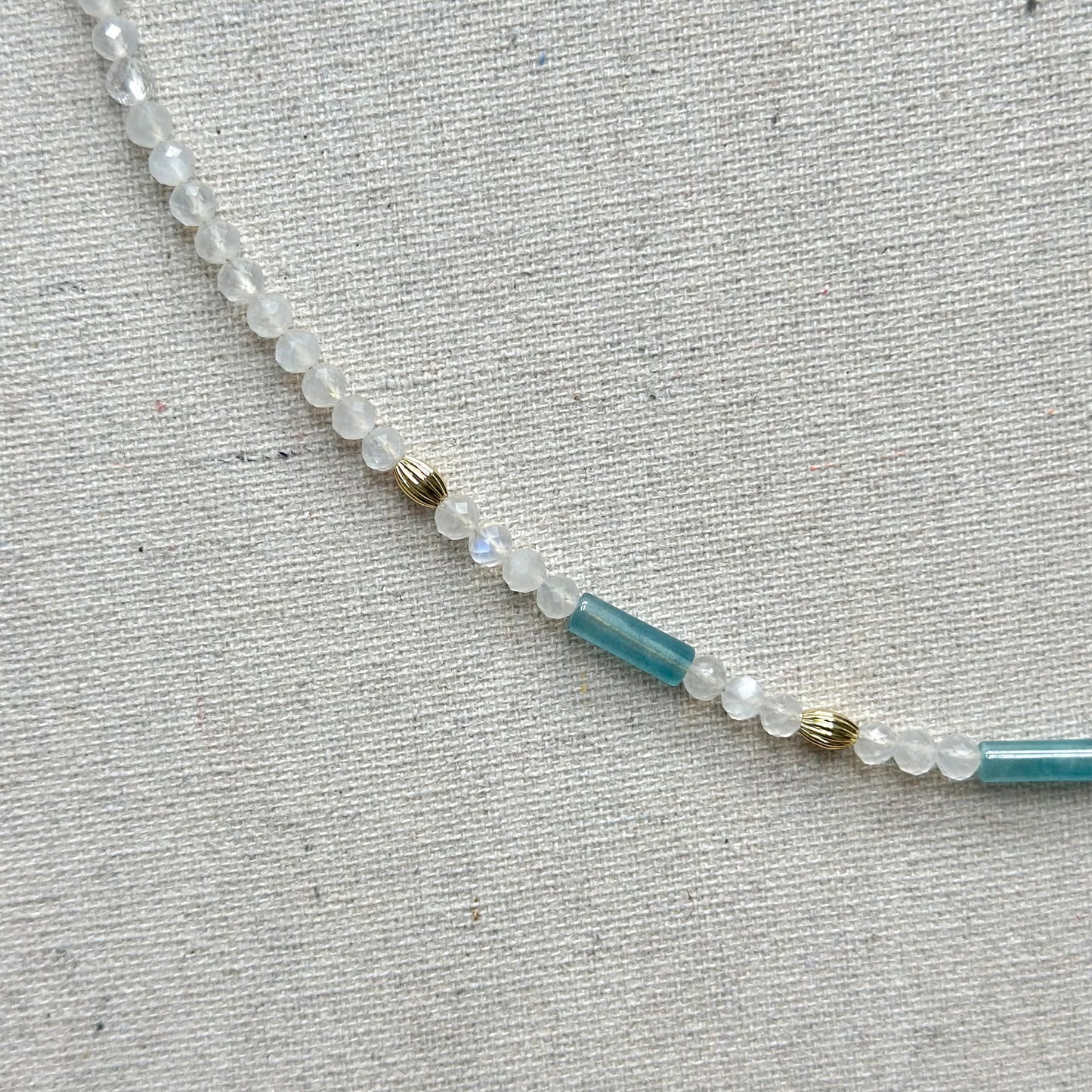 Moonstone And Apatite Mixed Freshwater Pearl Beaded Necklace