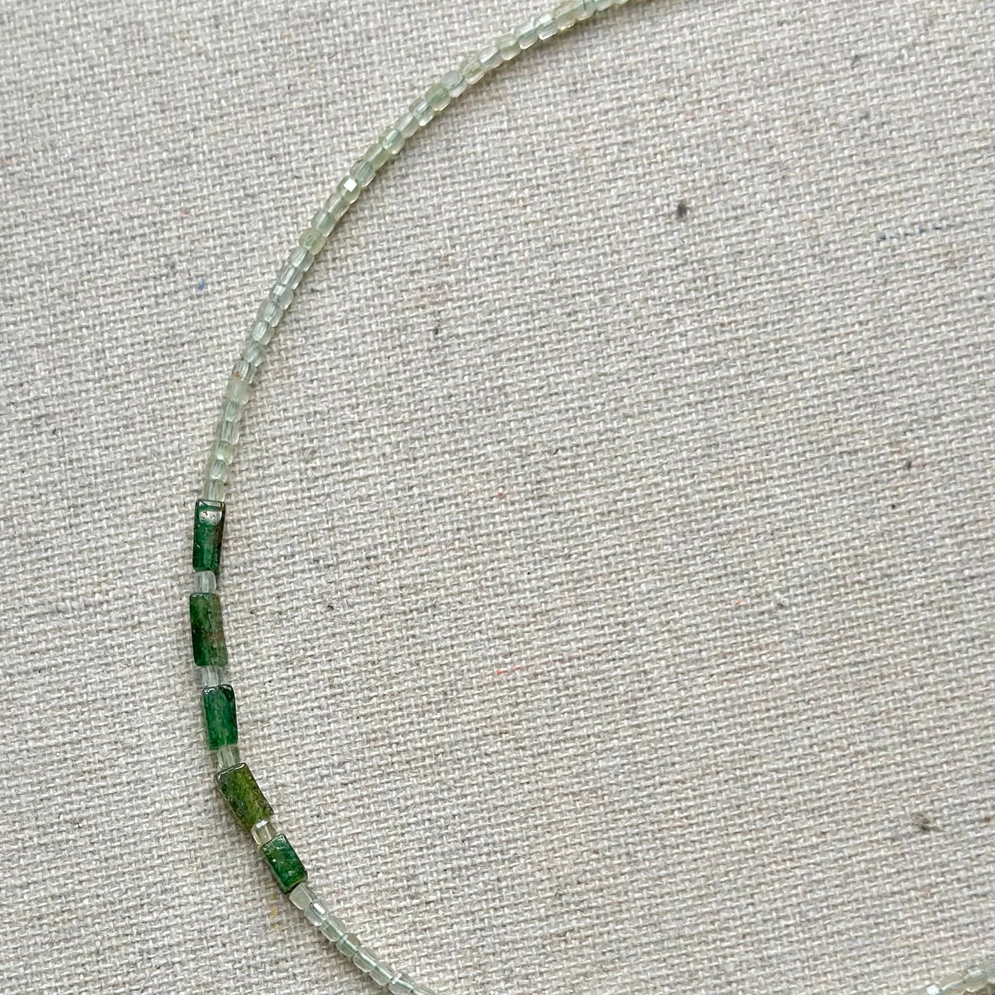 Prehnite And Green Onyx Asymmetric Beaded Necklace